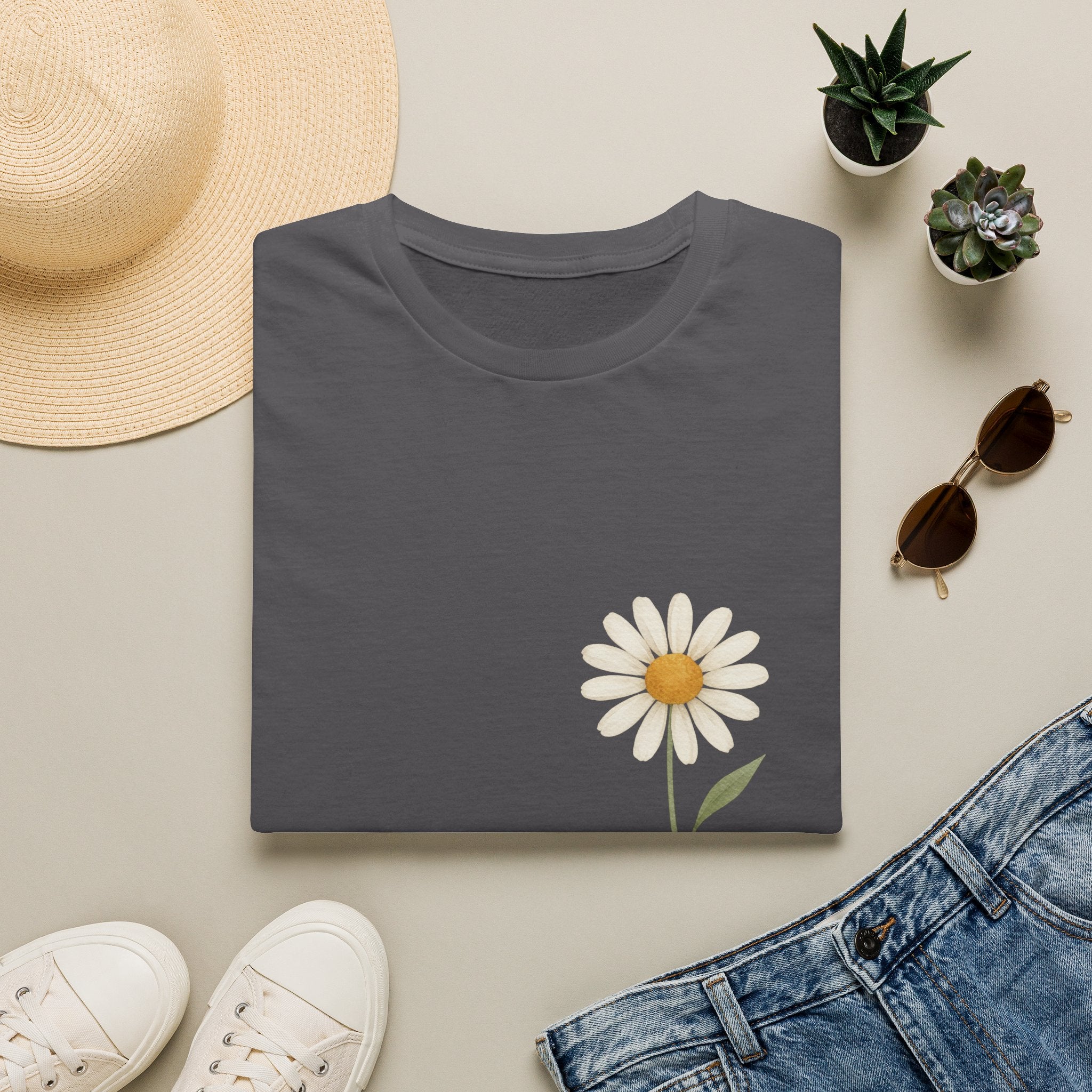 Daisy 'Be Yourself' T-Shirt — Minimal Floral Graphic Tee