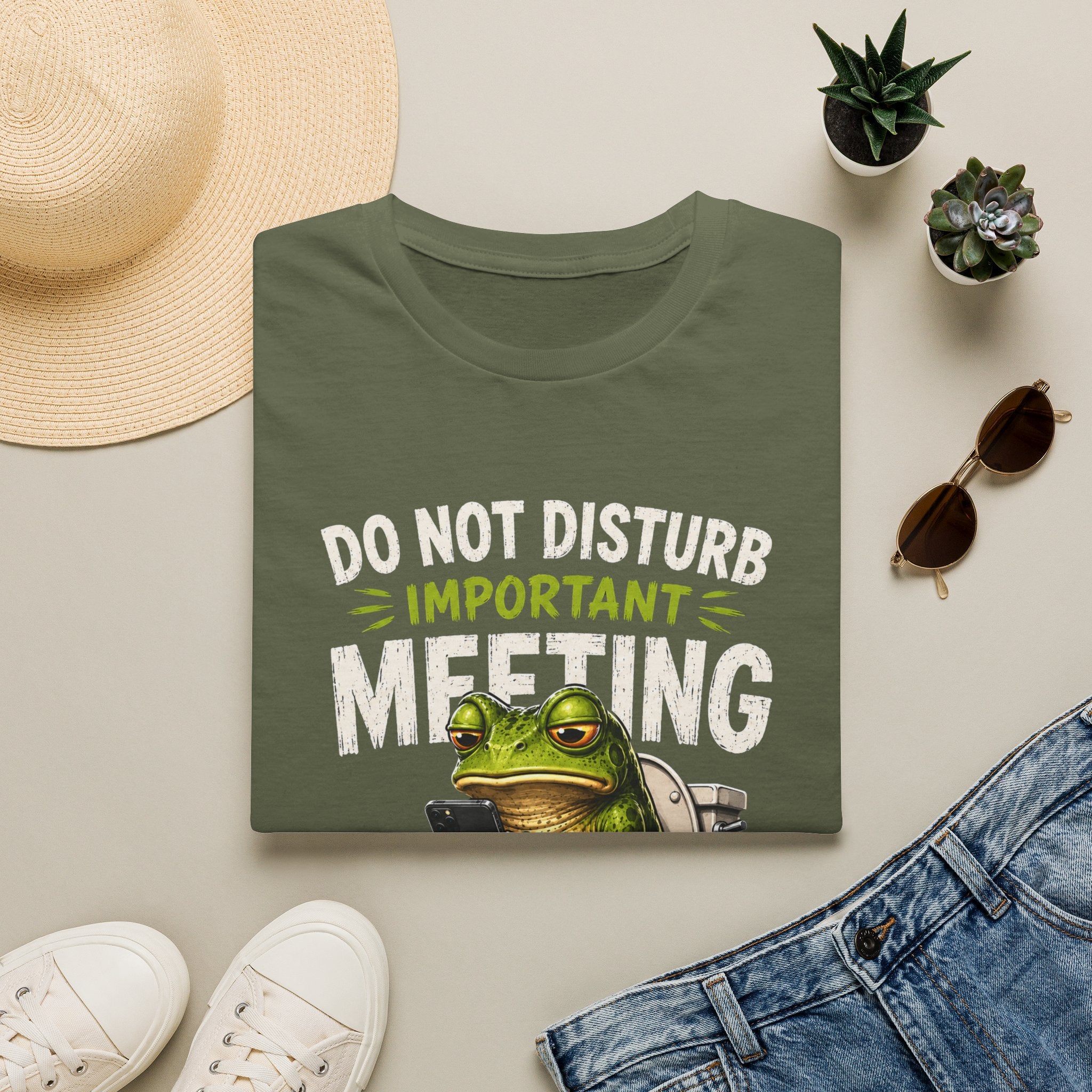 T-Shirt — Do Not Disturb Important Meeting (Funny Frog on Toilet)