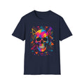 Colorful Geometric Skull T-Shirt -Neon Pop Art Skull – Colorful Retro Geometric Design