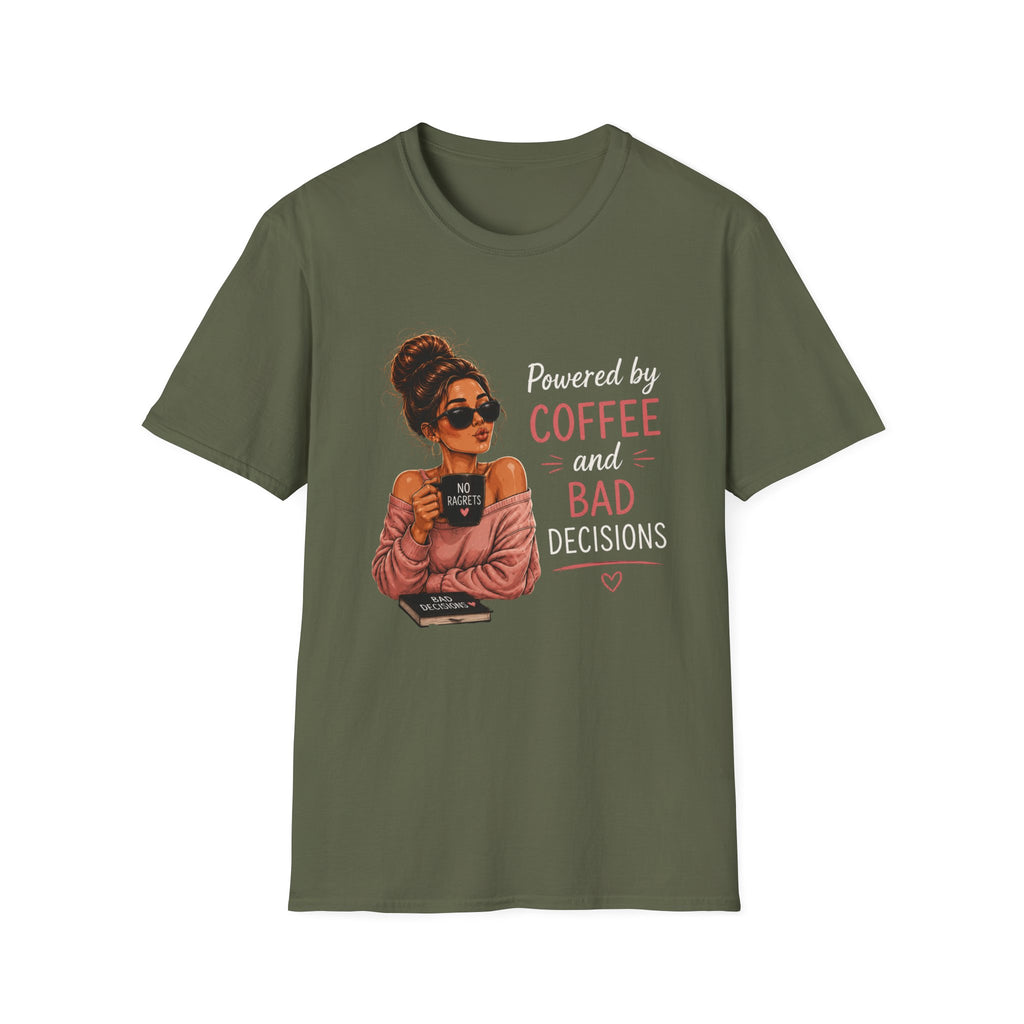 Powered by Coffee and Bad Decisions – Funny Coffee Lover Women's Design