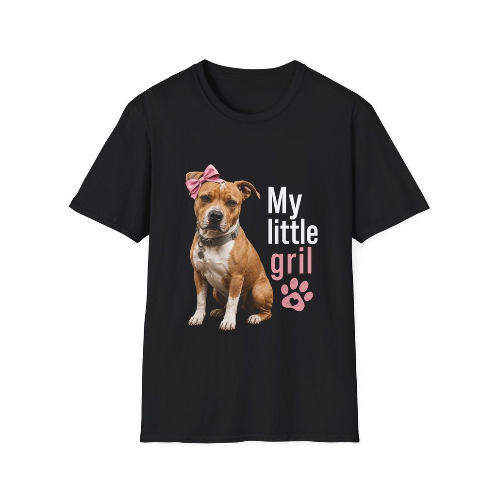 My Little Girl Dog T-Shirt — Cute Pet Mom Tee with Bow & Paw Print
