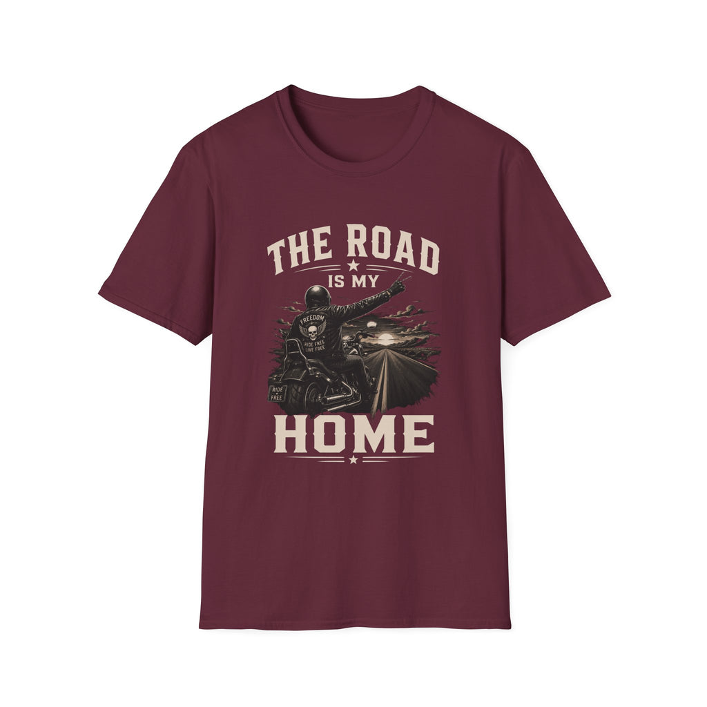Road Is My Home Motorcycle T-Shirt — Vintage Biker Travel Tee-  Vintage Freedom Design