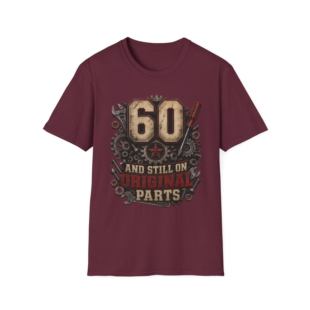 60th Birthday Mechanics T-Shirt — "60 and Still on Original Parts" Vintage Tool Design
