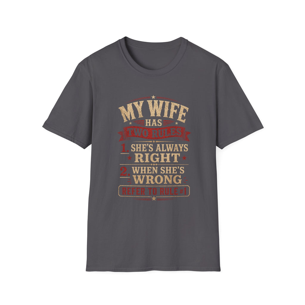 “My Wife Has Two Rules” Funny Couples Humor Tee -  Funny Marriage Humor Vintage Design