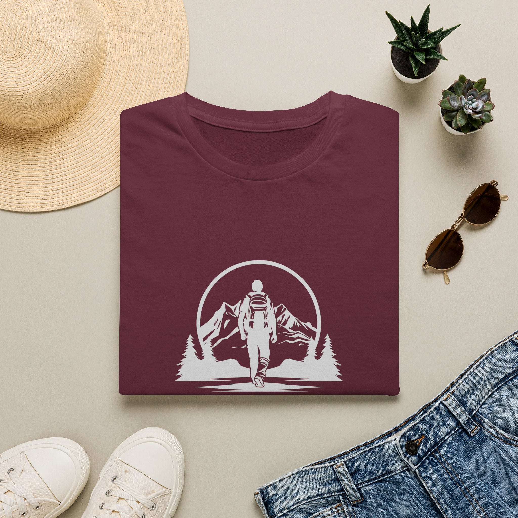 Astronaut Hiking T-Shirt — “The Mountains Are Calling” Adventure Tee