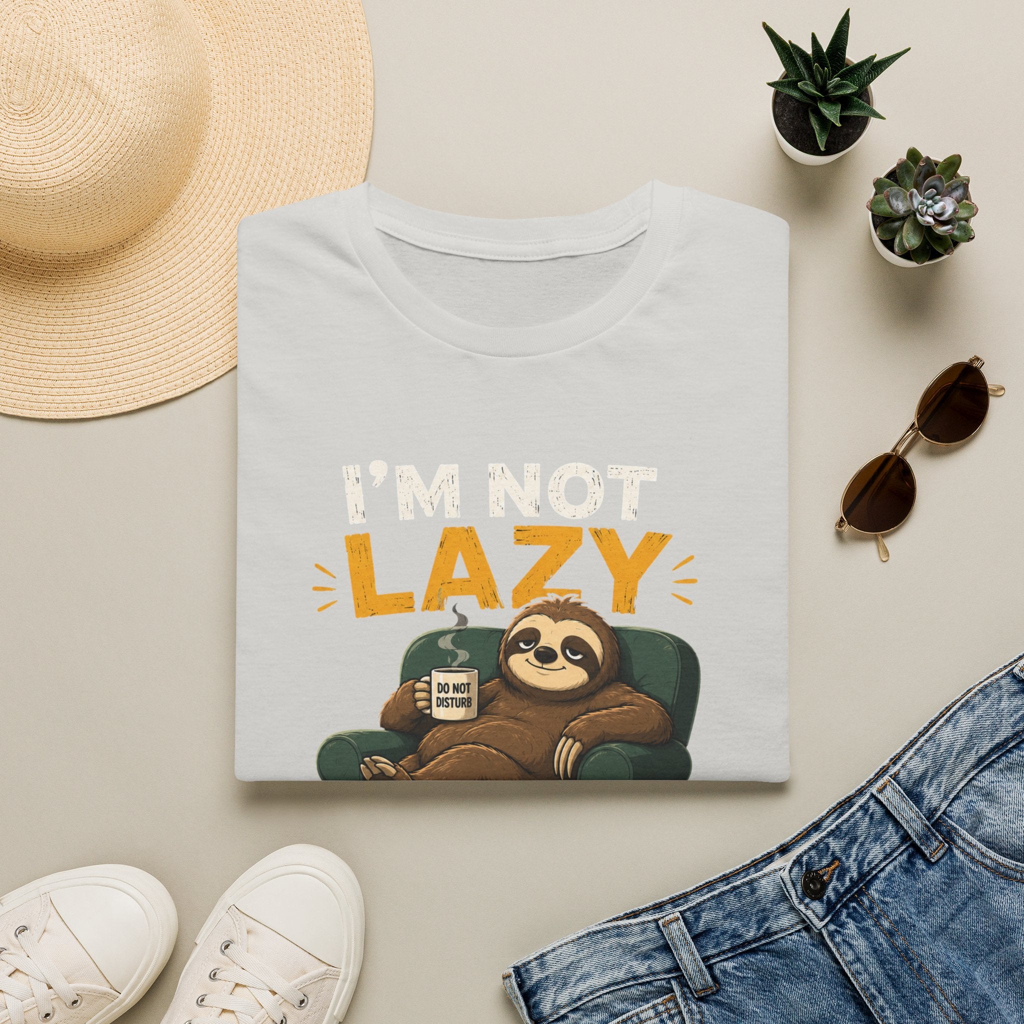 I'm Not Lazy, I'm on Energy Saving Mode – Funny Sloth Coffee Lover Design — Energy Saving Mode Graphic Tee