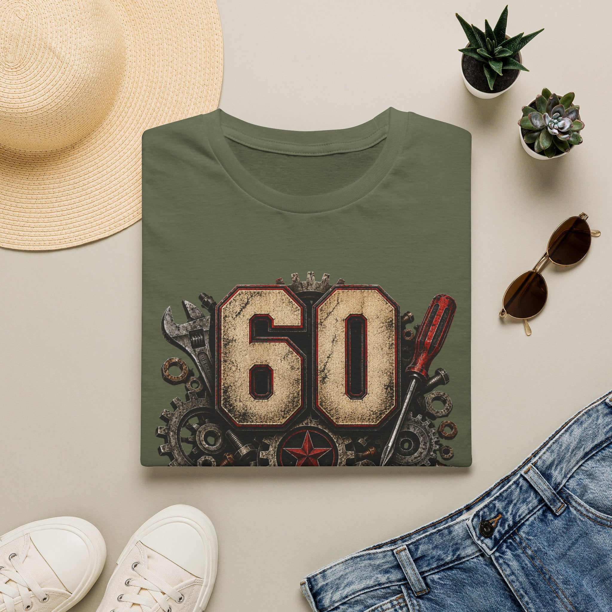 60th Birthday Mechanics T-Shirt — "60 and Still on Original Parts" Vintage Tool Design