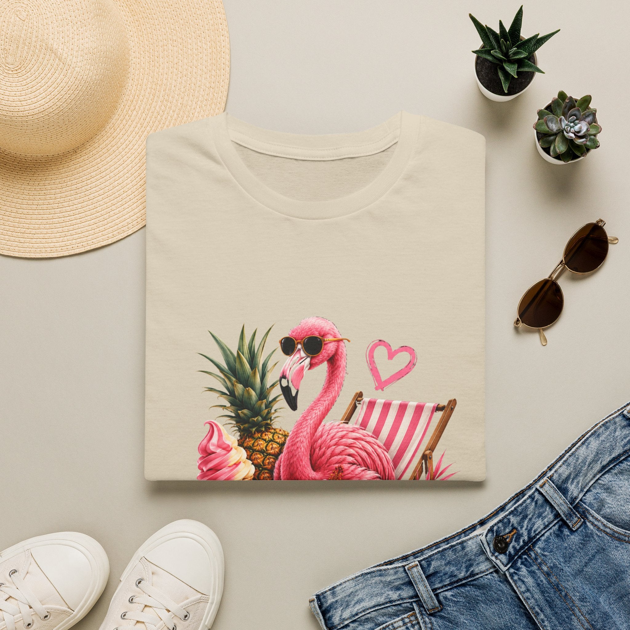 Flamingo Summer T-Shirt — Tropical Pineapple Beach Vibes