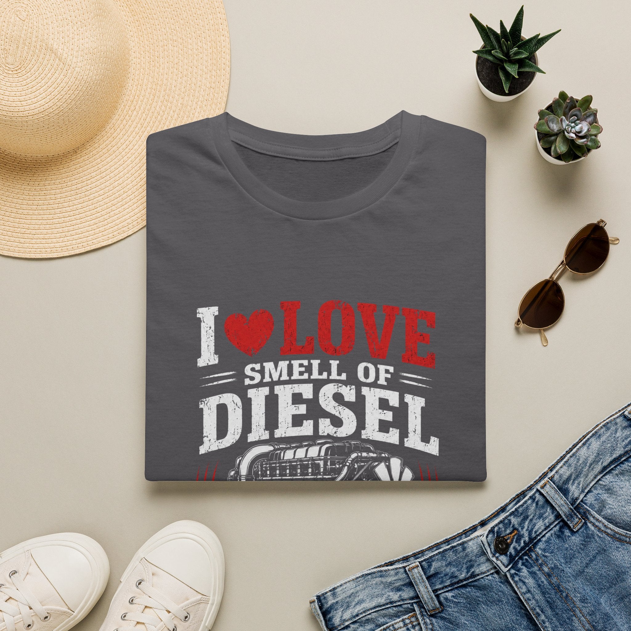 I Love The Smell Of Diesel T-Shirt — Vintage Truck Engine Tee - Diesel Truck Enthusiast Design