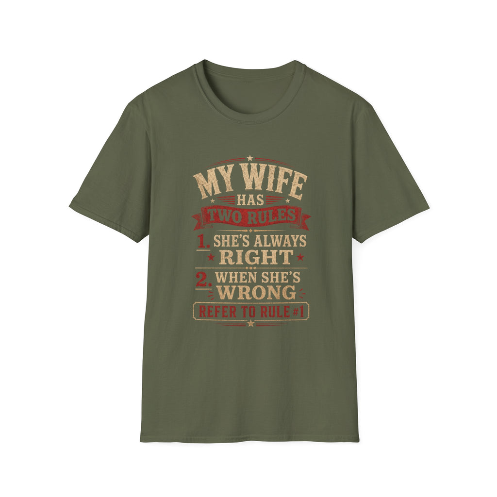 “My Wife Has Two Rules” Funny Couples Humor Tee -  Funny Marriage Humor Vintage Design