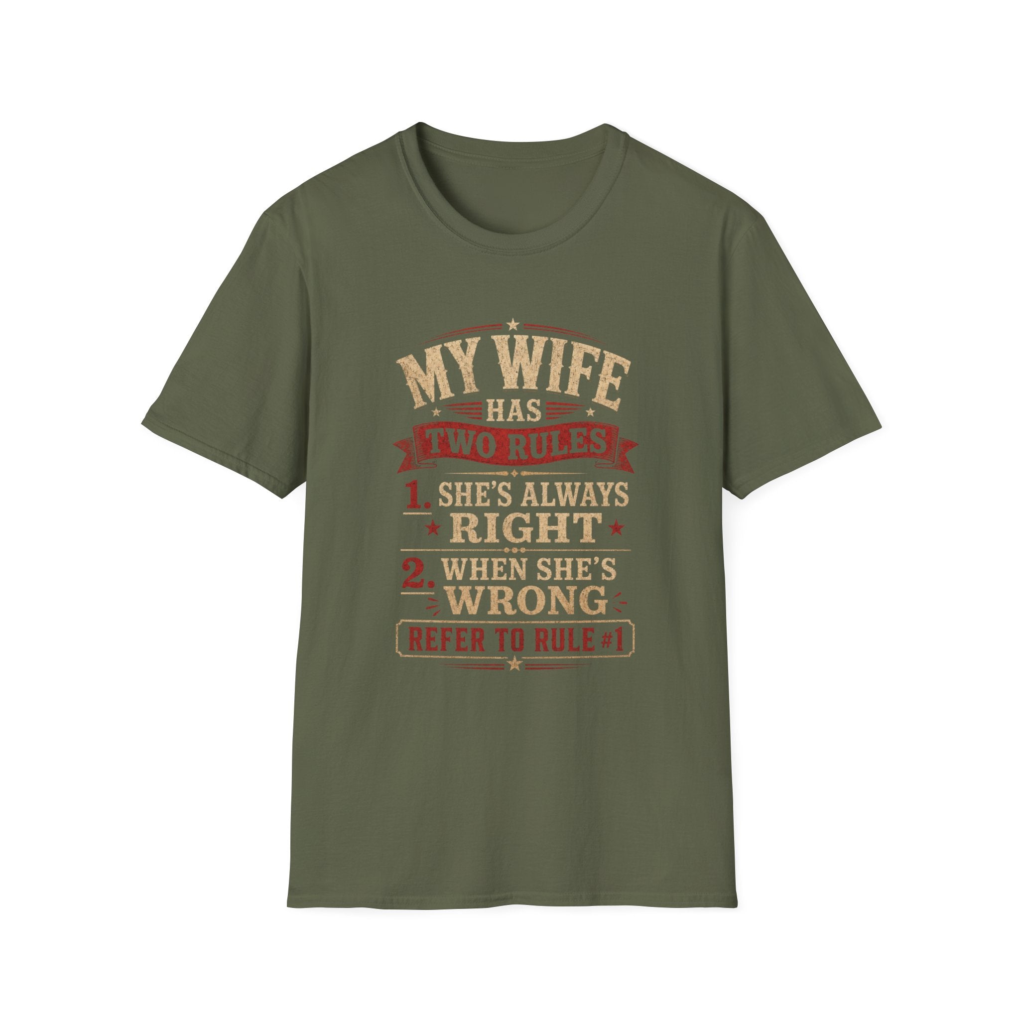 “My Wife Has Two Rules” Funny Couples Humor Tee -  Funny Marriage Humor Vintage Design