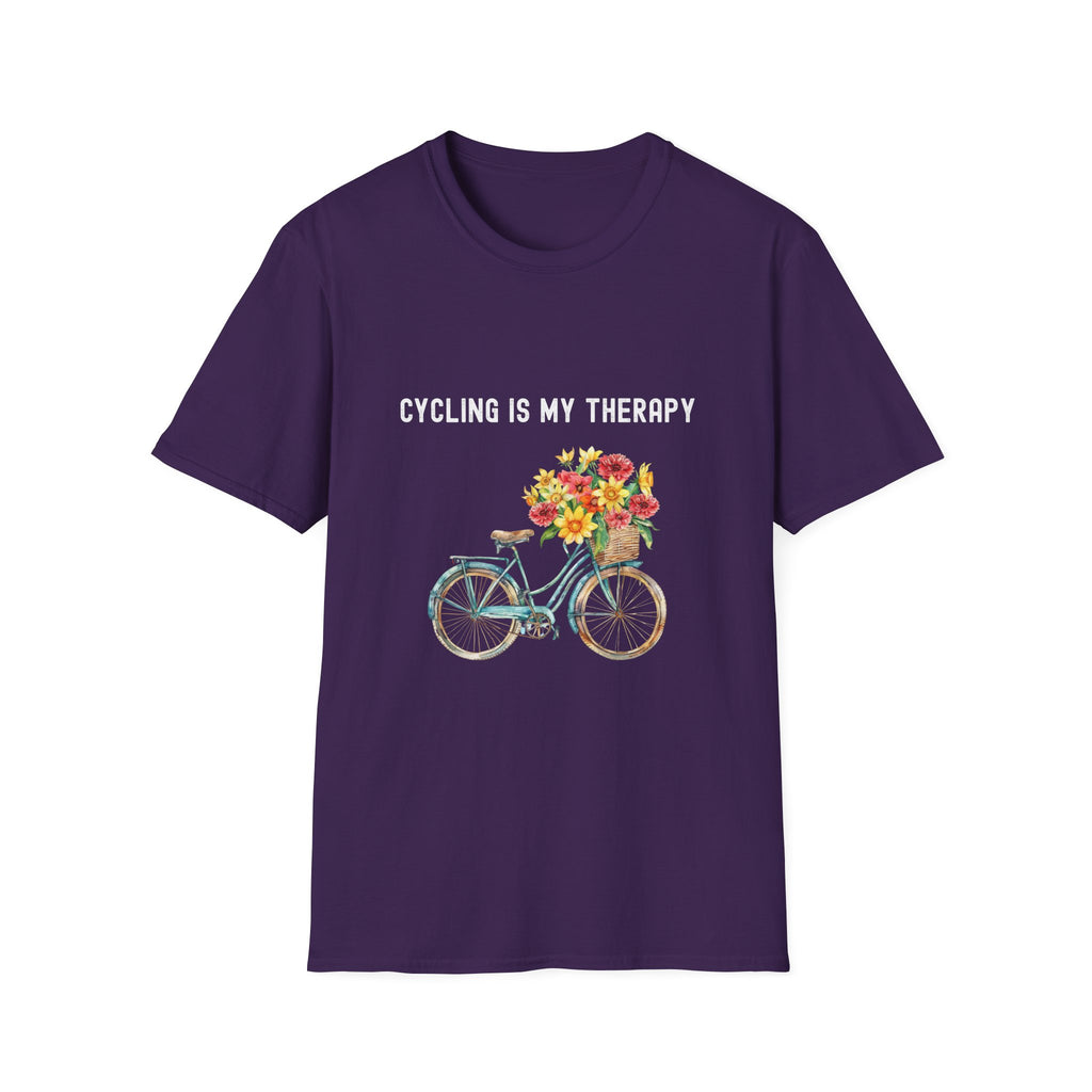 Cycling Is My Therapy T-Shirt — Floral Bike Tee for Biking Enthusiasts