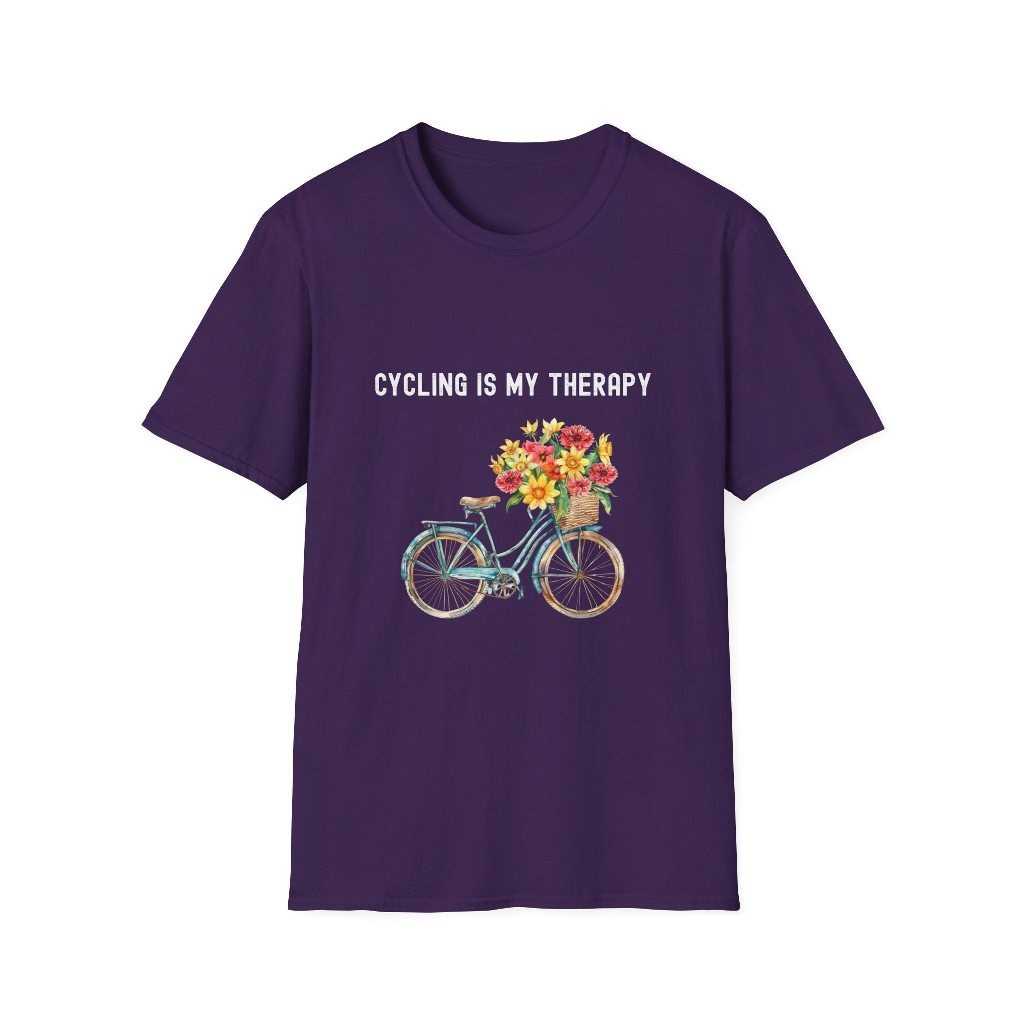 Cycling Is My Therapy T-Shirt — Floral Bike Tee for Biking Enthusiasts