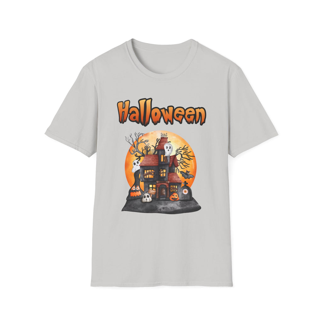 Halloween Haunted House T-Shirt — Spooky Pumpkin Moon Design -  Cute Spooky Haunted Mansion Ghost Pumpkin Fall Tee