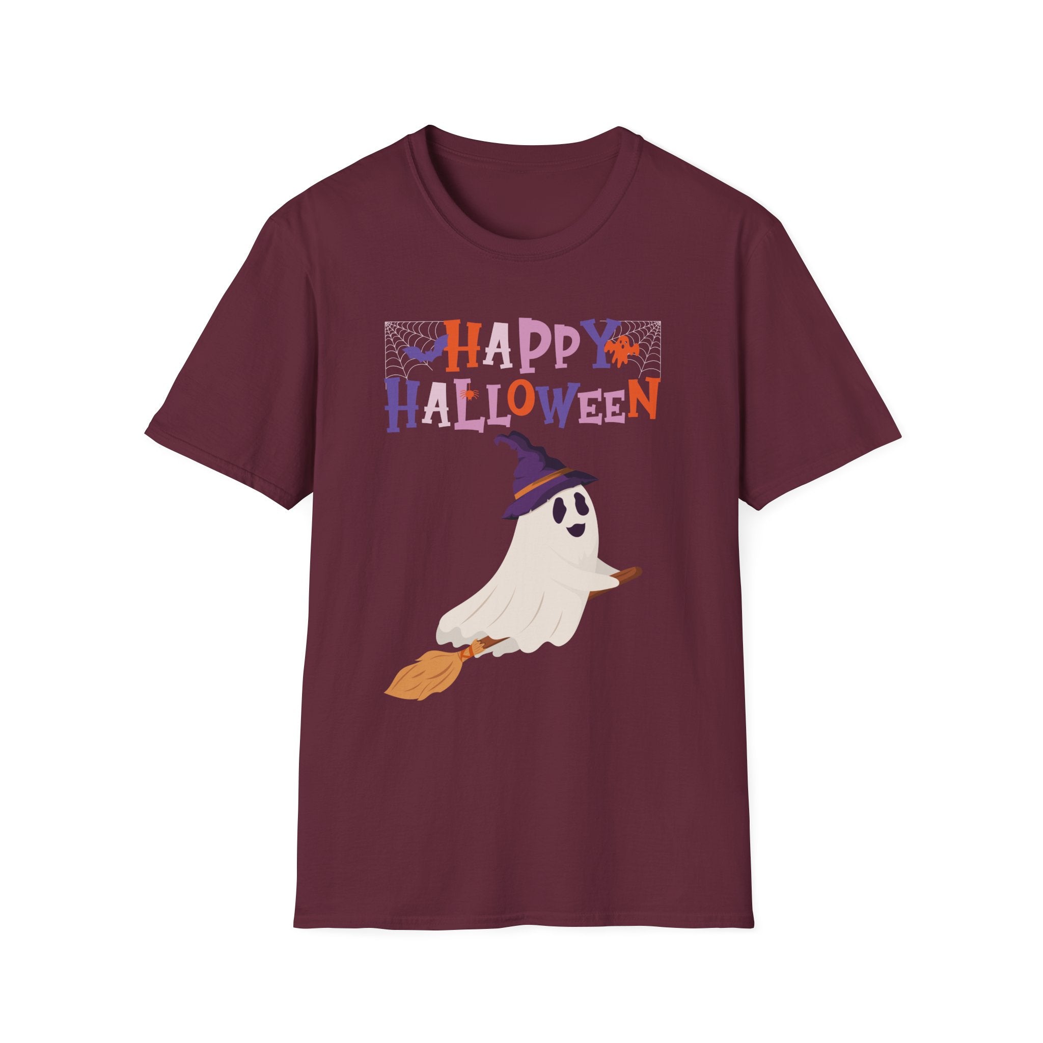 Happy Halloween Ghost T-Shirt — Cute Spooky Costume Tee | Funny Spooky Ghost Halloween Tee for Women Kids & Family