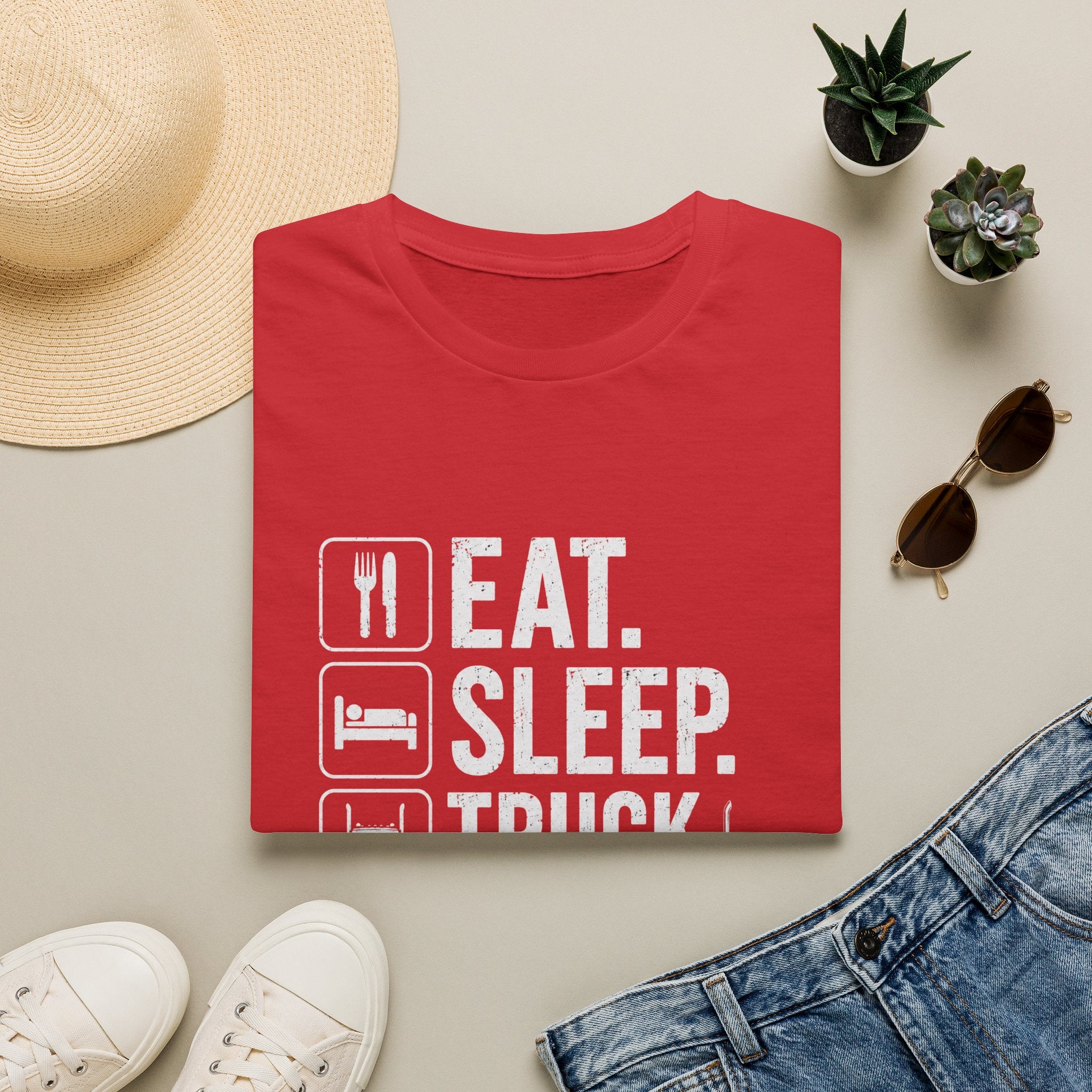 Eat. Sleep. Truck. Repeat. T-Shirt — Trucker Life Graphic Tee - Funny Truck Driver Lifestyle Design