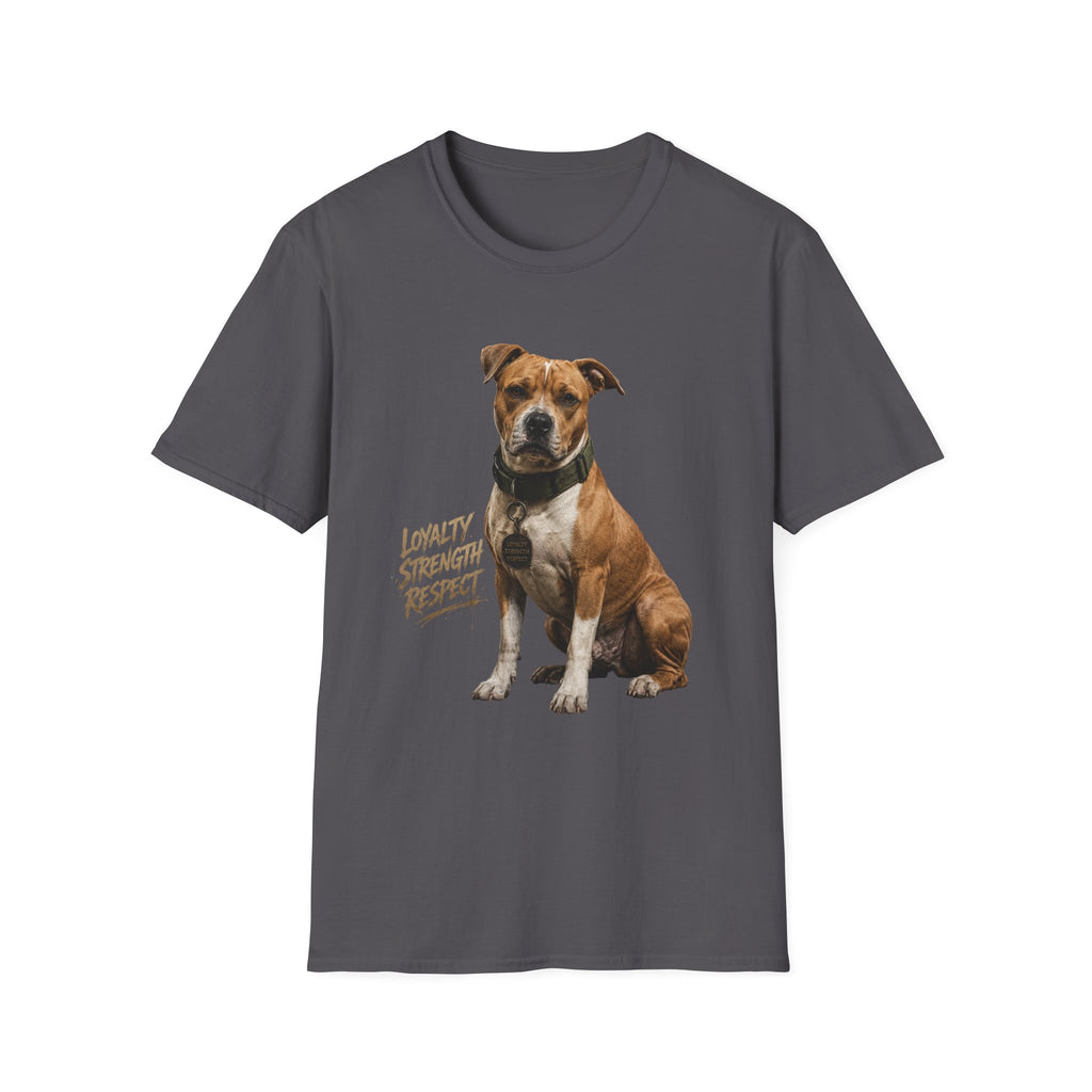 Pit Bull Loyalty Graphic T-Shirt — "Loyalty Strength Respect" Dog Tee
