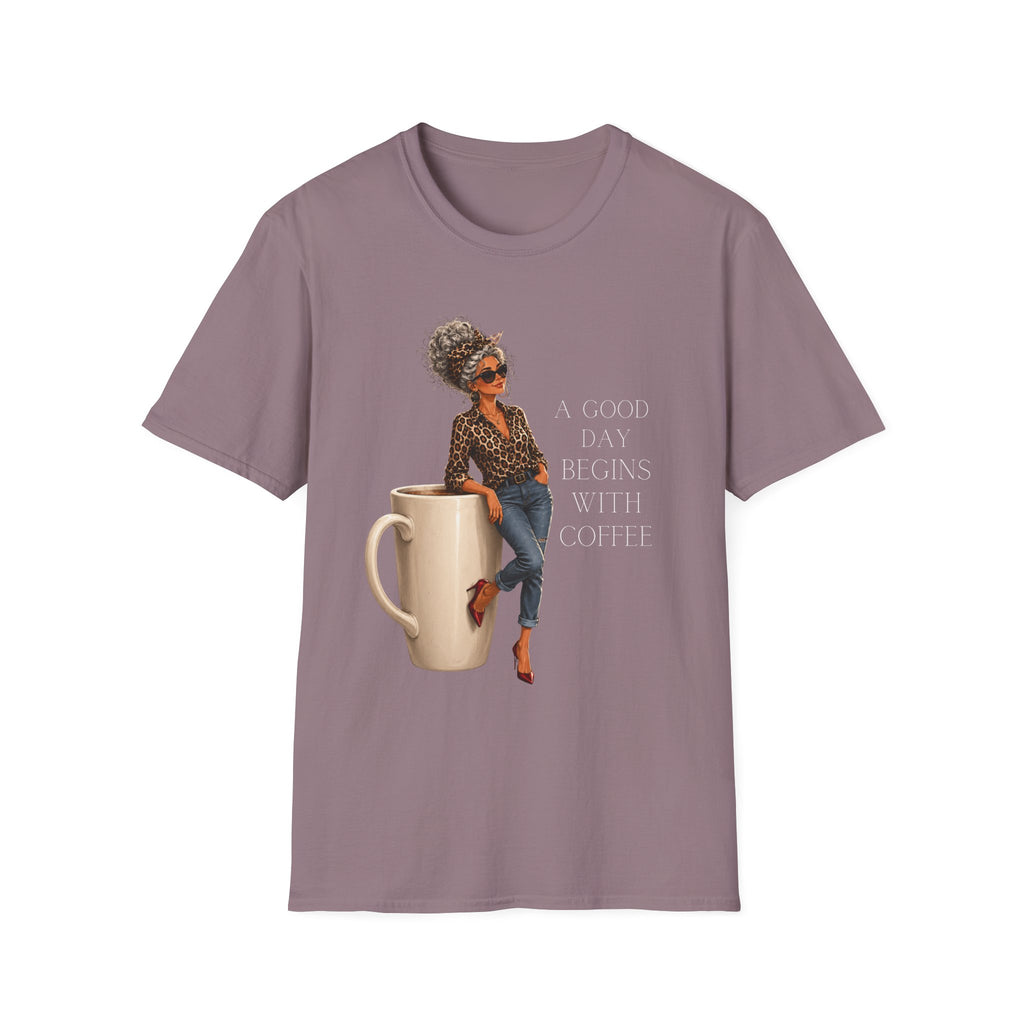 Coffee Morning T-Shirt — "A Good Day Begins With Coffee" Graphic Tee