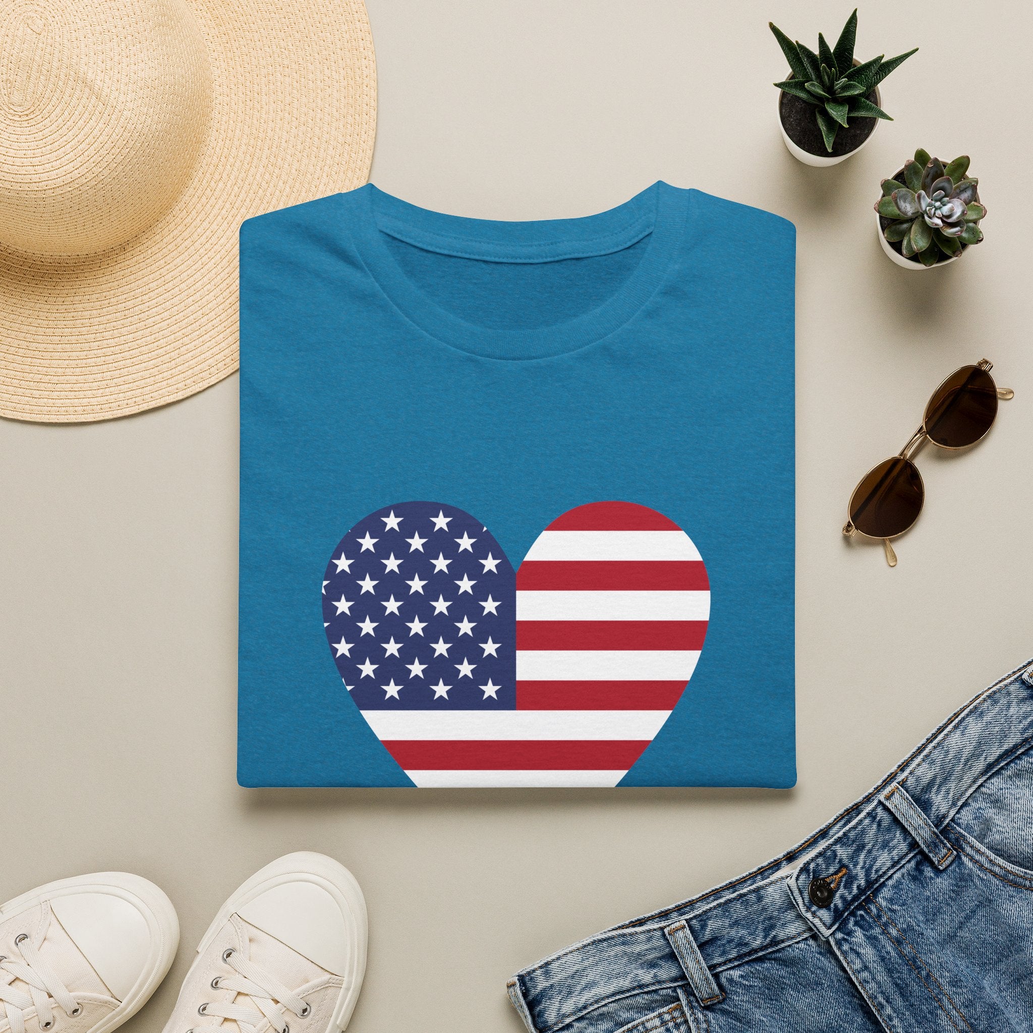 American Flag Heart T-Shirt — 4th of July Patriotic Tee