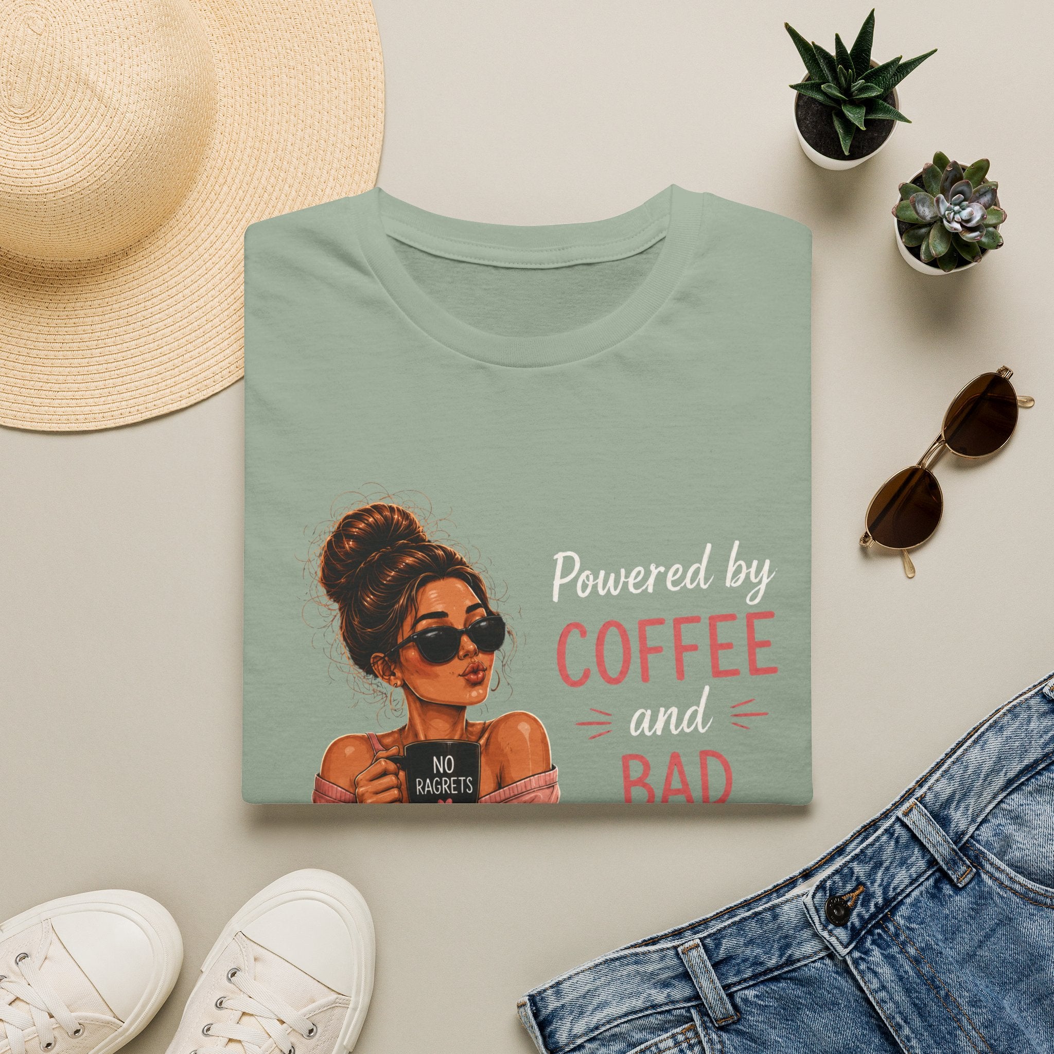 Powered by Coffee and Bad Decisions – Funny Coffee Lover Women's Design