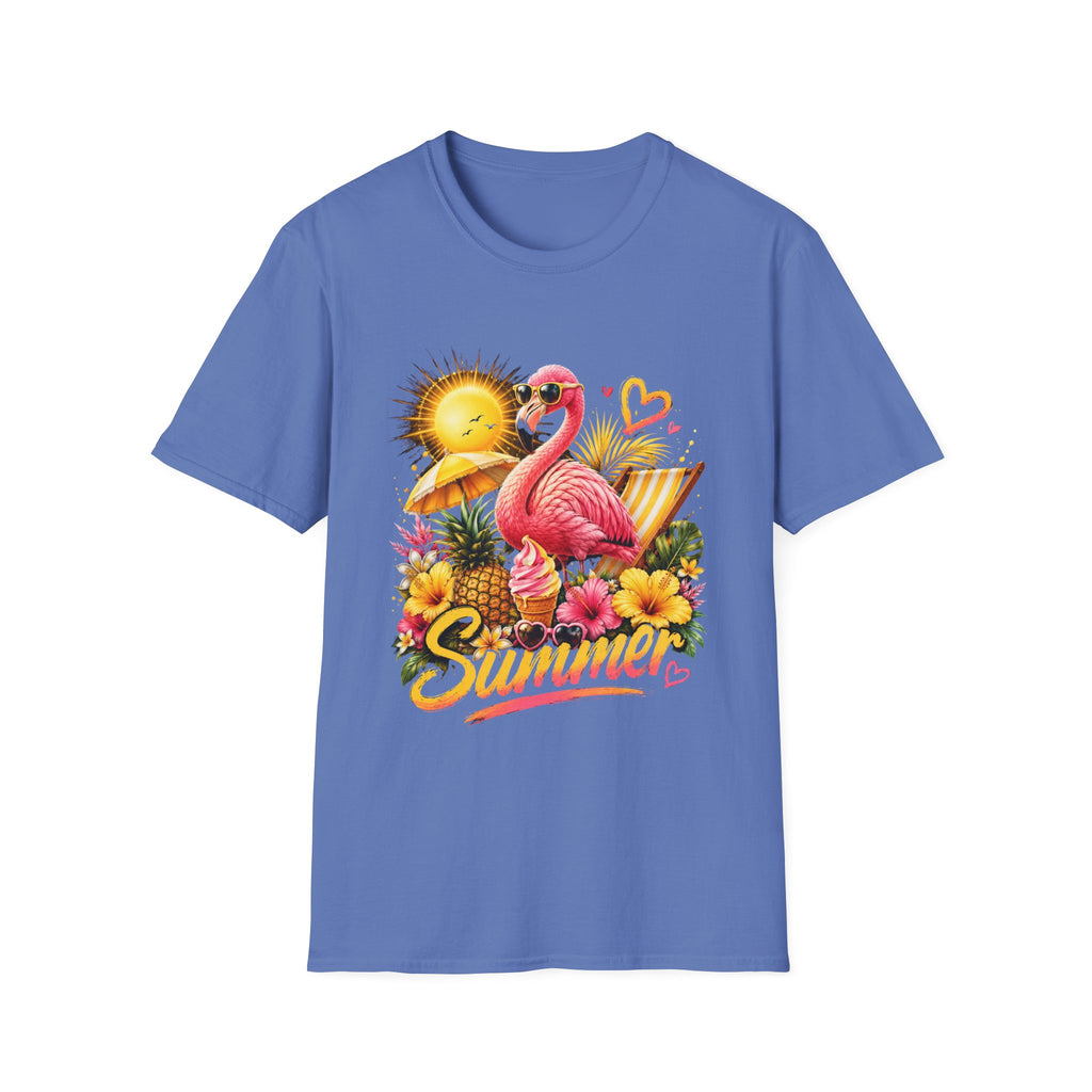 Summer Flamingo T-Shirt — Tropical Sunset Beach Graphic Tee