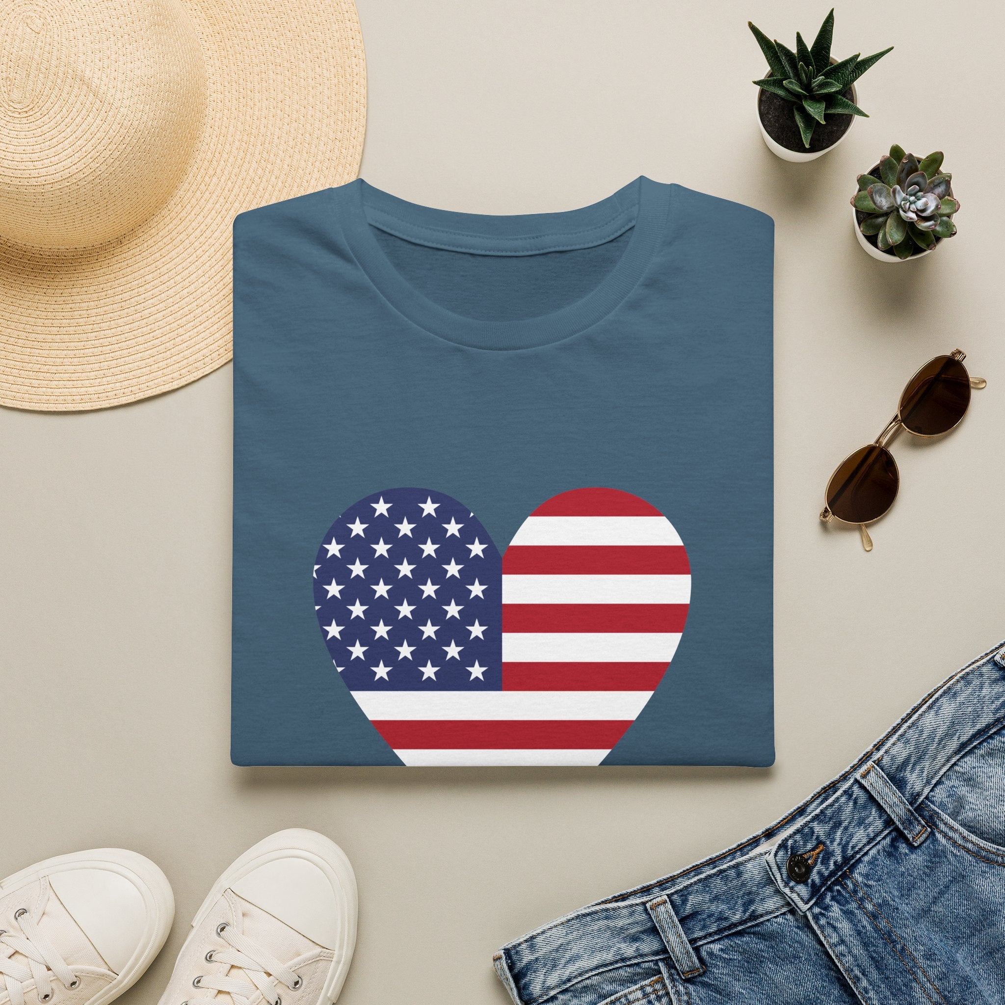 American Flag Heart T-Shirt — 4th of July Patriotic Tee