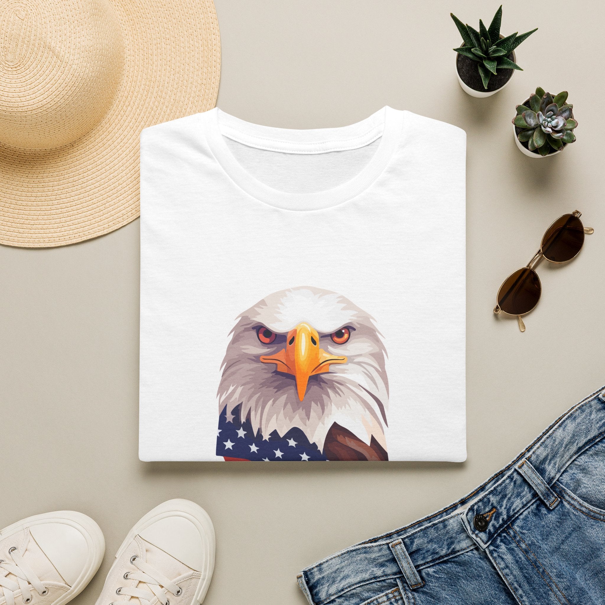 Eagle Head American Flag T-Shirt — Patriotic Bald Eagle Tee