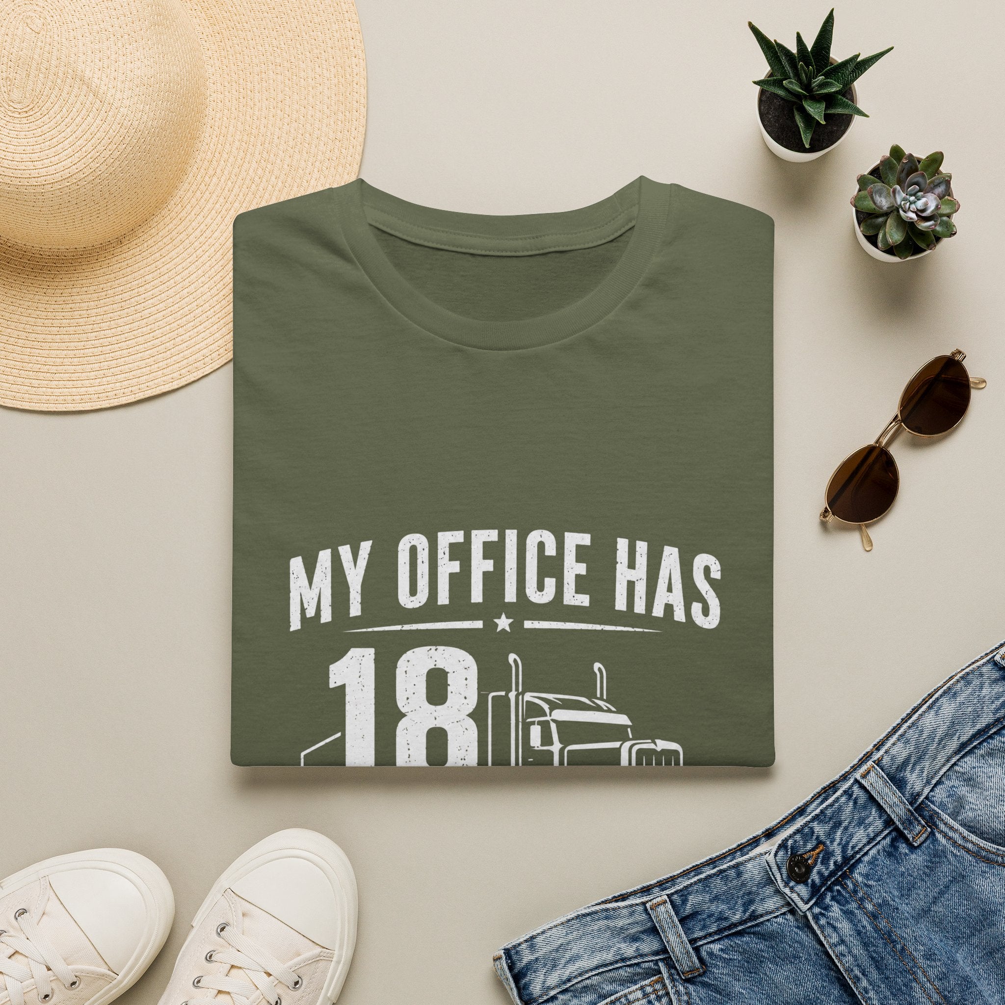 My Office Has 18 Wheels T-Shirt — Trucker Semi Truck Graphic Tee  – Long Haul Trucker Shirt