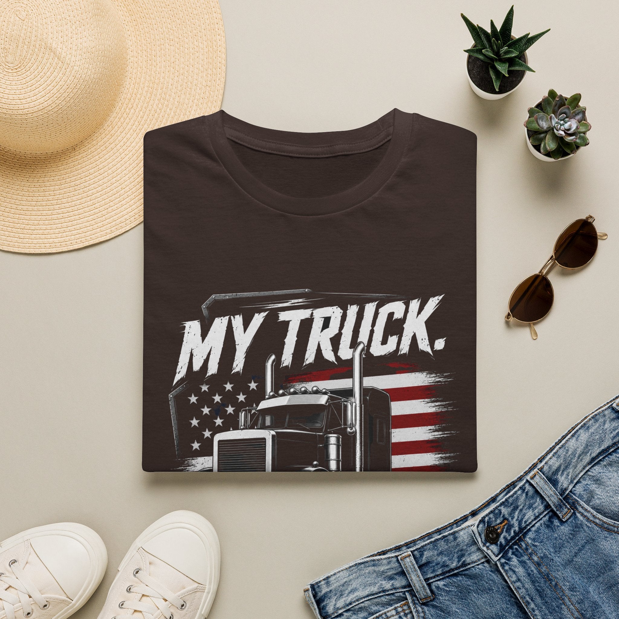 My Truck My Rules T‑Shirt — Patriotic Semi Truck Driver Tee - American Truck Driver Vintage Design