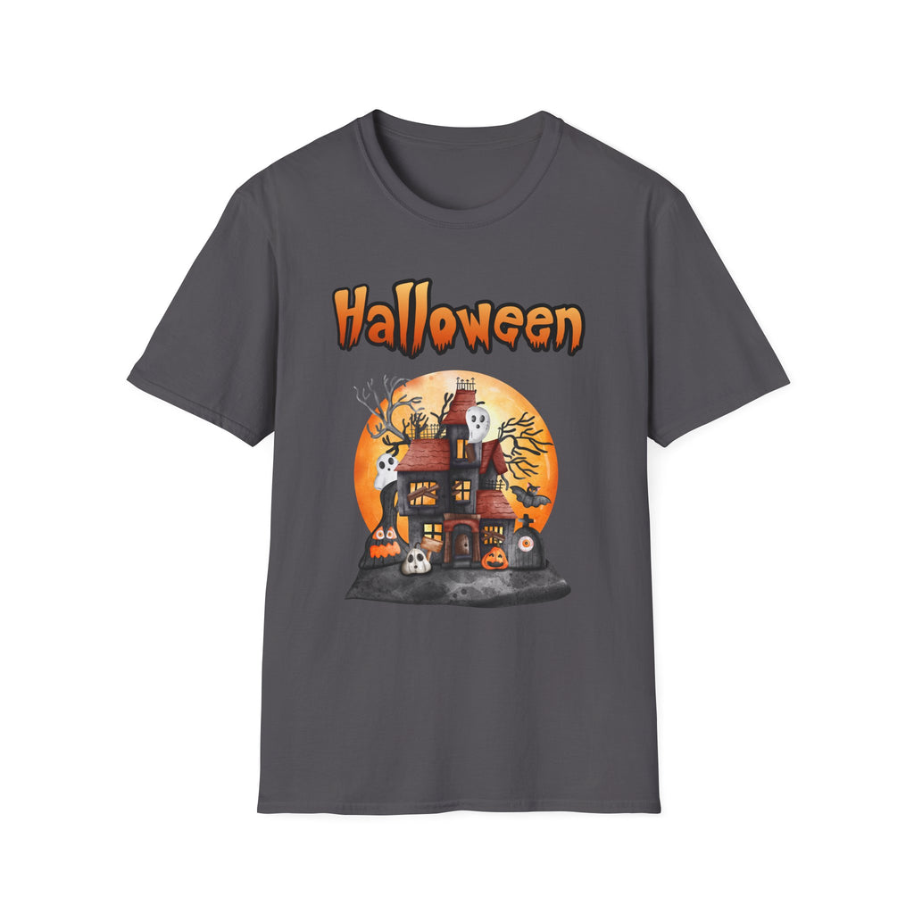 Halloween Haunted House T-Shirt — Spooky Pumpkin Moon Design -  Cute Spooky Haunted Mansion Ghost Pumpkin Fall Tee