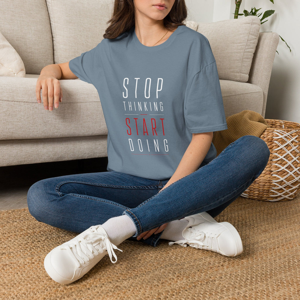 Stop Thinking Start Doing – Minimalist Motivational T-Shirt