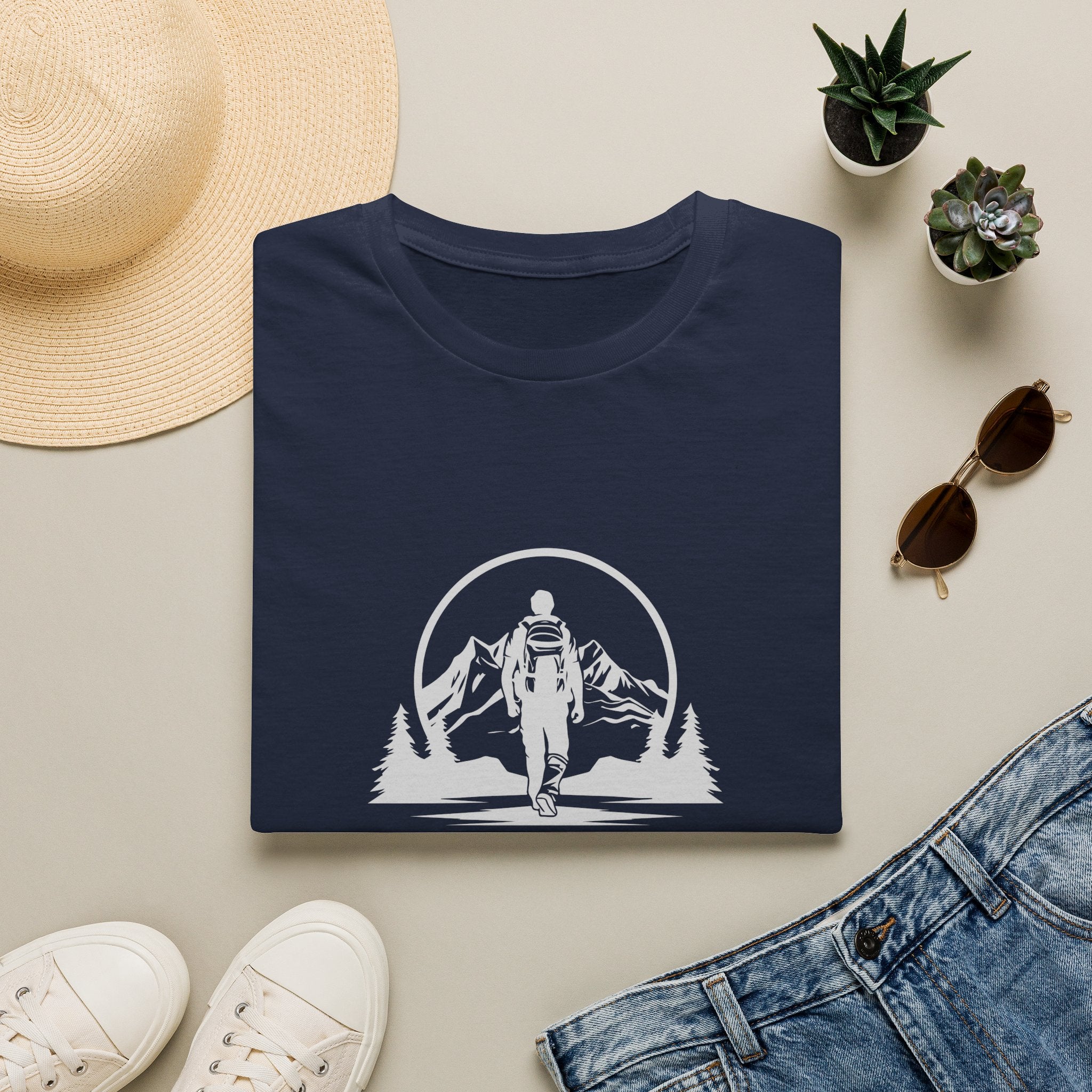 Astronaut Hiking T-Shirt — “The Mountains Are Calling” Adventure Tee