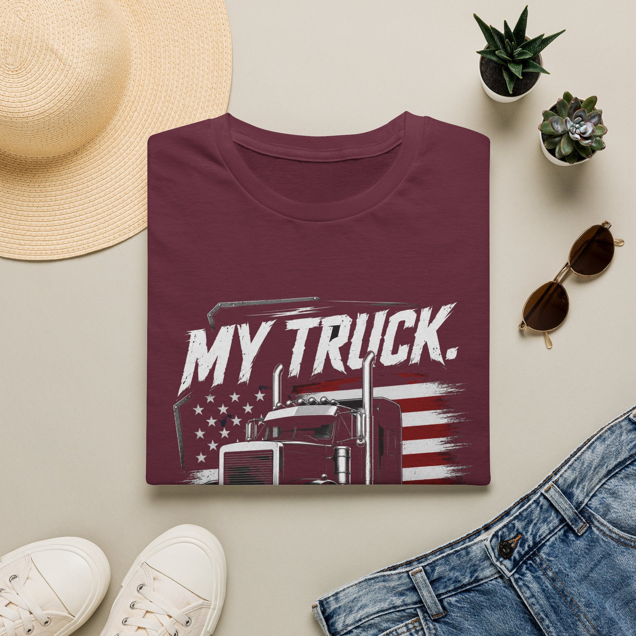 My Truck My Rules T‑Shirt — Patriotic Semi Truck Driver Tee - American Truck Driver Vintage Design
