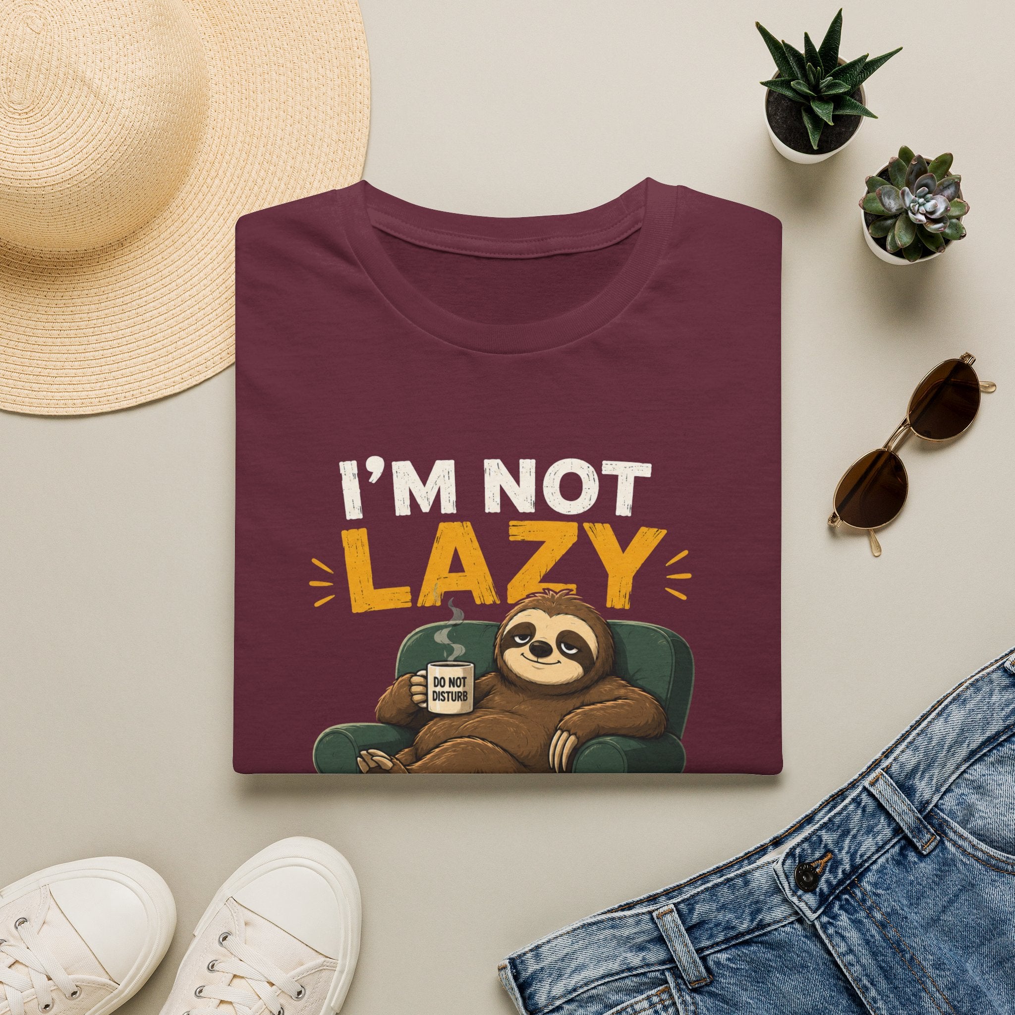 I'm Not Lazy, I'm on Energy Saving Mode – Funny Sloth Coffee Lover Design — Energy Saving Mode Graphic Tee