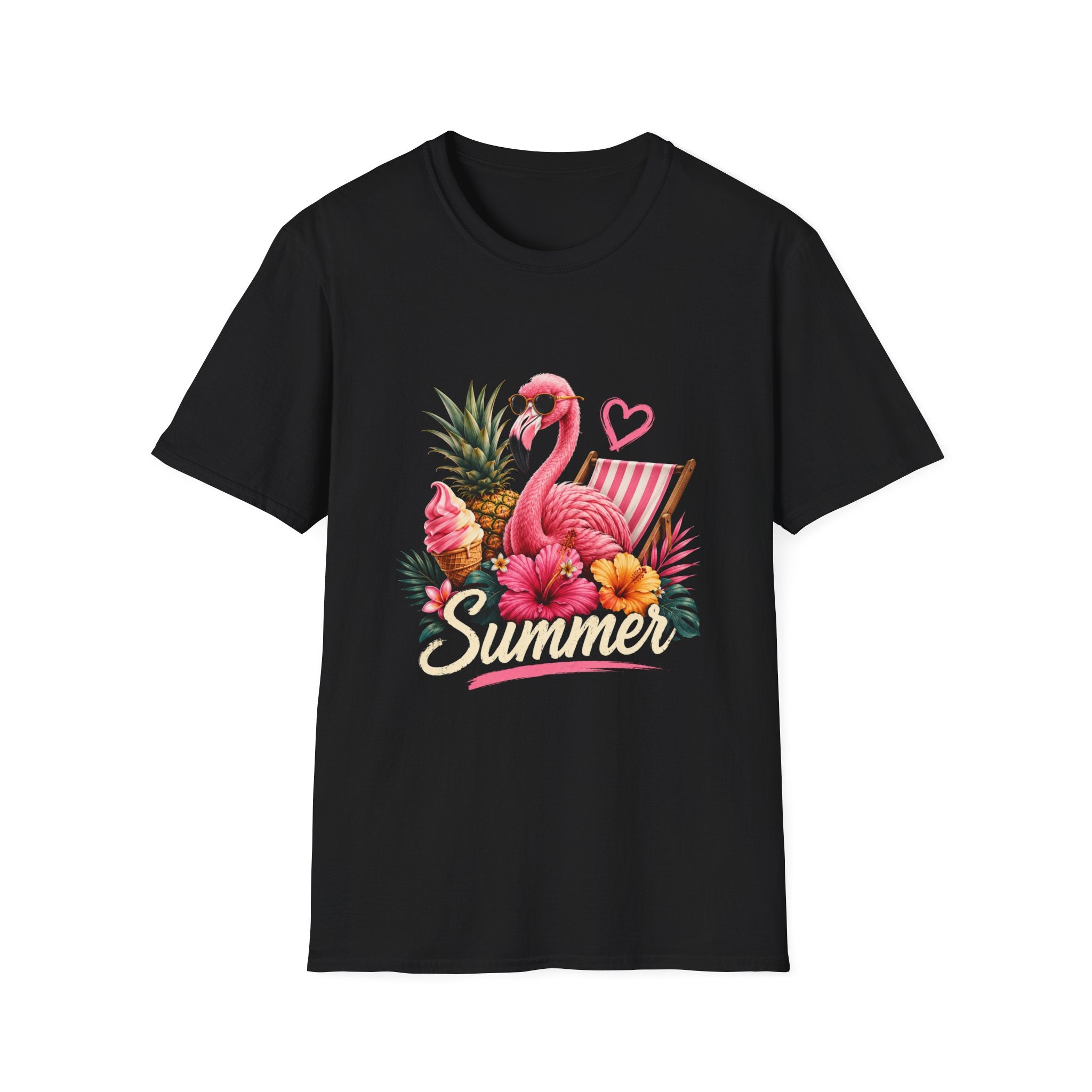 Flamingo Summer T-Shirt — Tropical Pineapple Beach Vibes