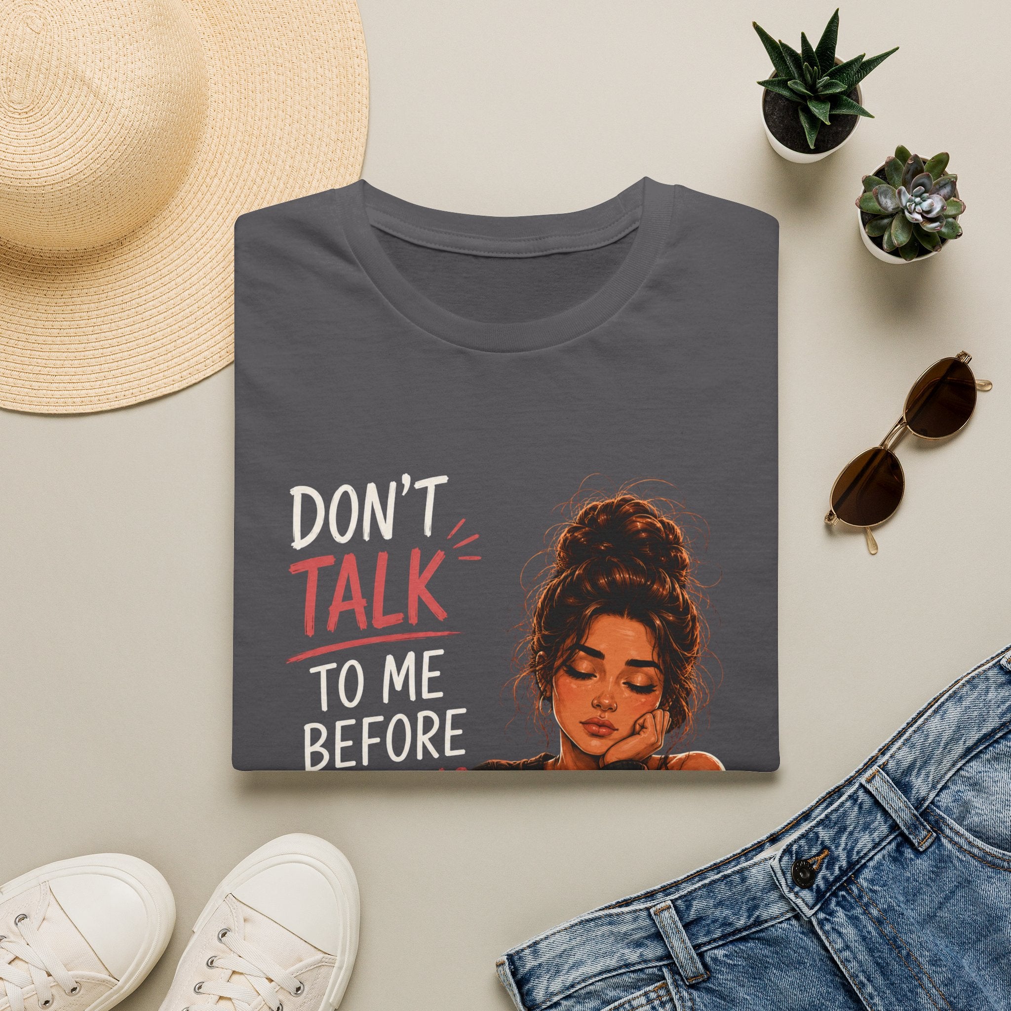 Don’t Talk To Me Before Morning Coffee T-Shirt — Funny Coffee Lover Tee  Women's Design