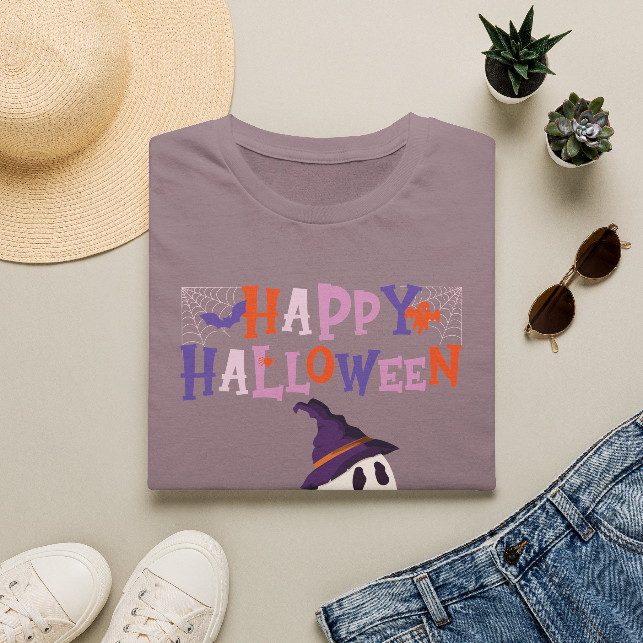 Happy Halloween Ghost T-Shirt — Cute Spooky Costume Tee | Funny Spooky Ghost Halloween Tee for Women Kids & Family