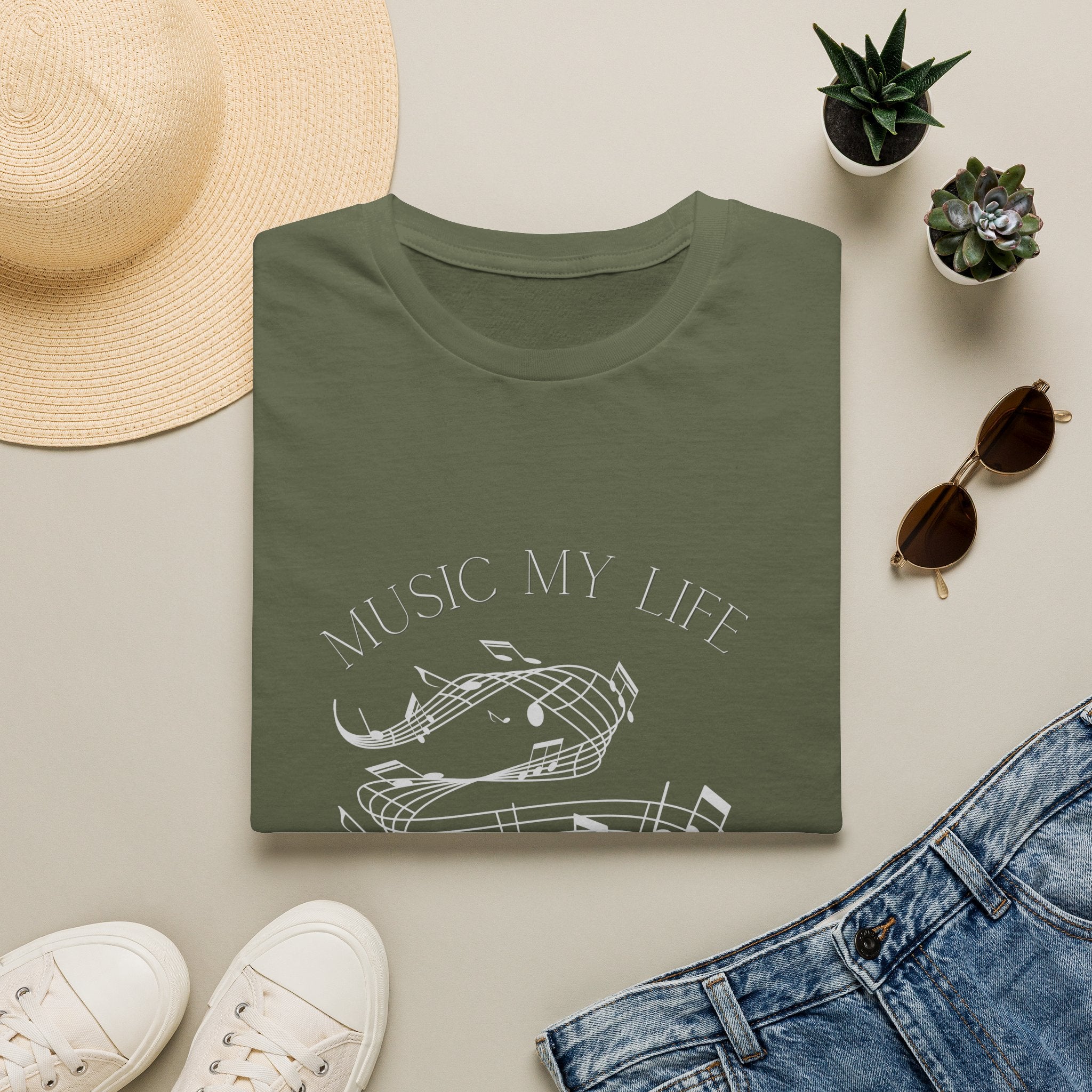 Music Is My Life T-Shirt — Retro Cassette & Notes Tee for Music Lovers - Elegant Musical Notes Lover Design