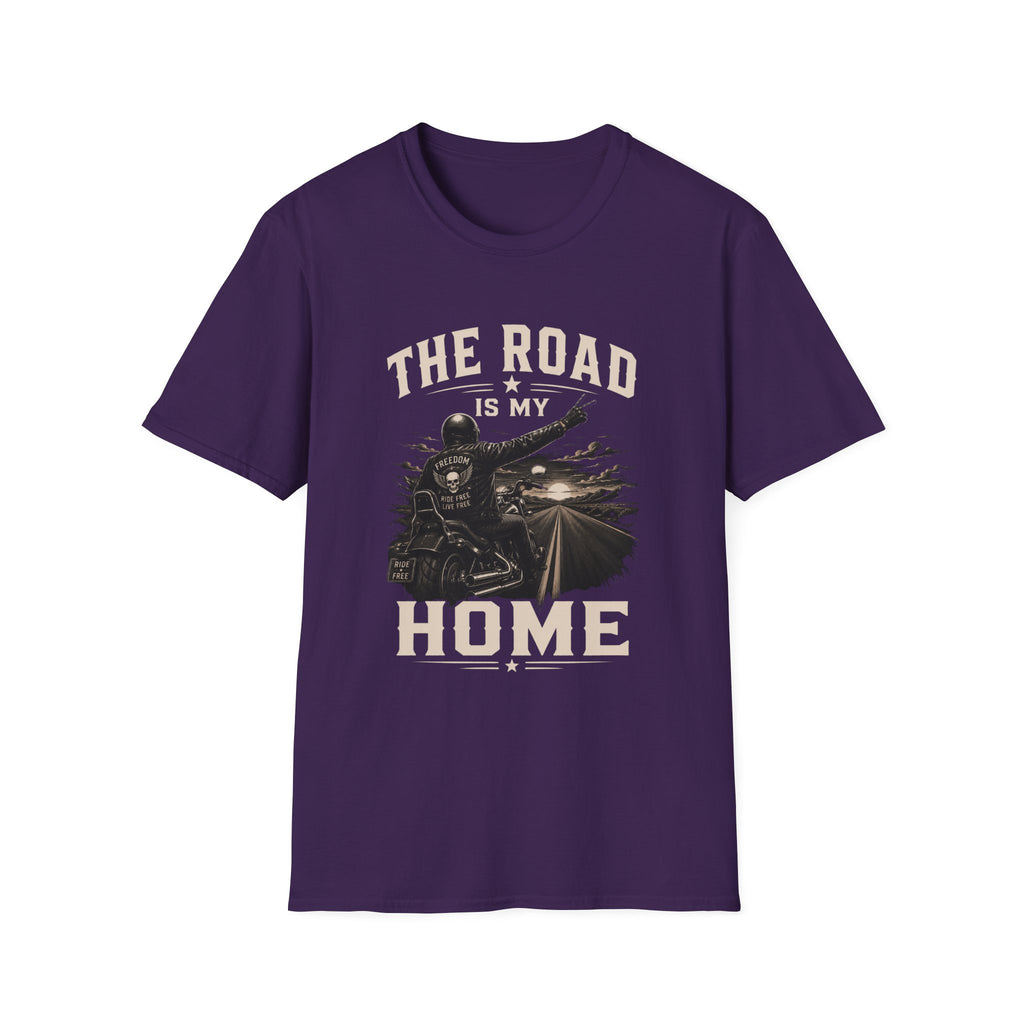 Road Is My Home Motorcycle T-Shirt — Vintage Biker Travel Tee-  Vintage Freedom Design