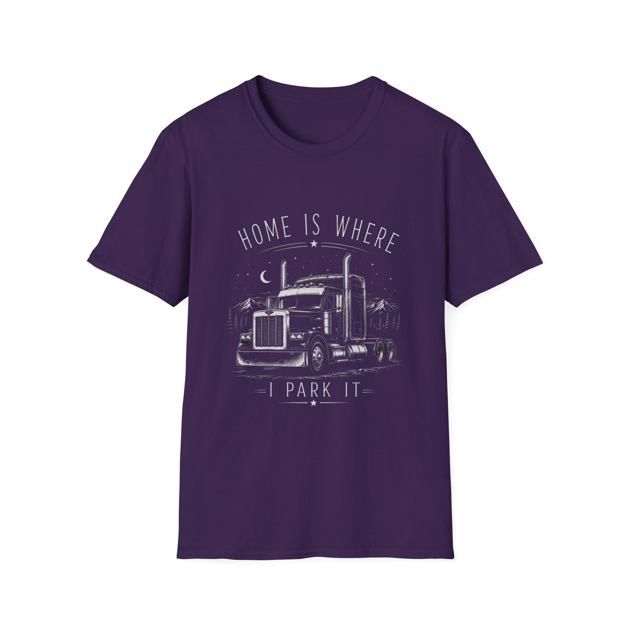 Trucker T‑Shirt — "Home Is Where I Park It" Vintage Semi Truck Tee - Trucker Life & Freedom Design