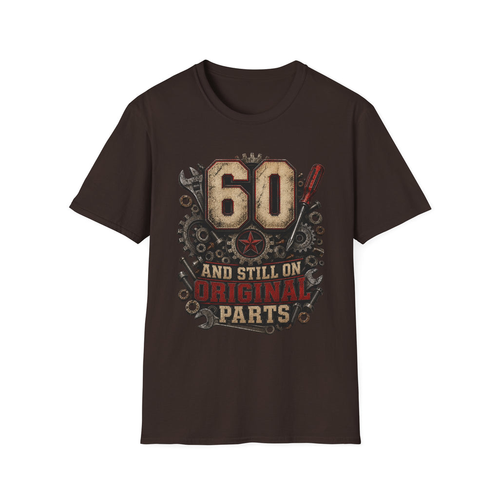 60th Birthday Mechanics T-Shirt — "60 and Still on Original Parts" Vintage Tool Design