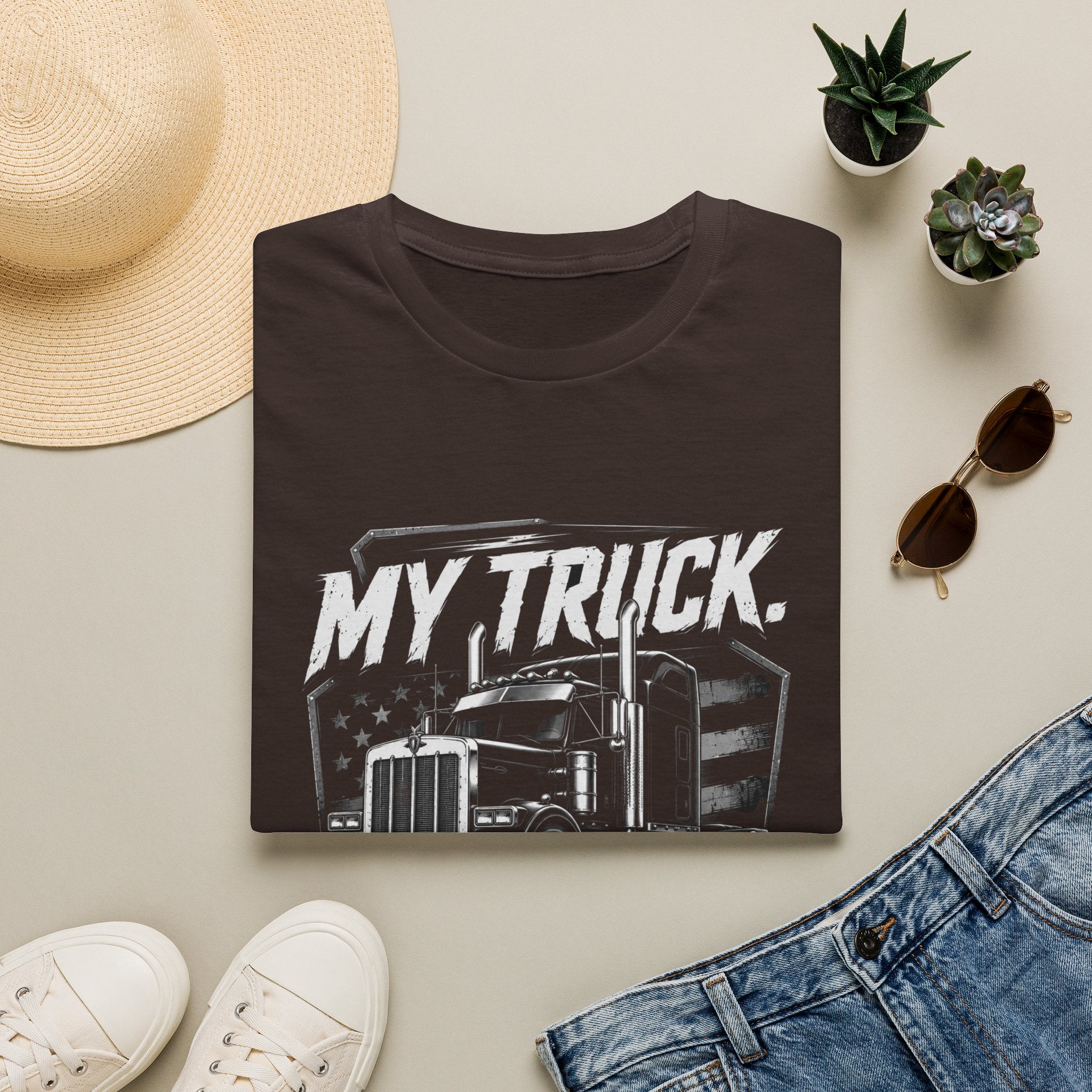 Trucker Tee — “My Truck. My Rules.” Graphic T-Shirt for Truck Drivers & Enthusiasts - American Truck Driver Vintage Design
