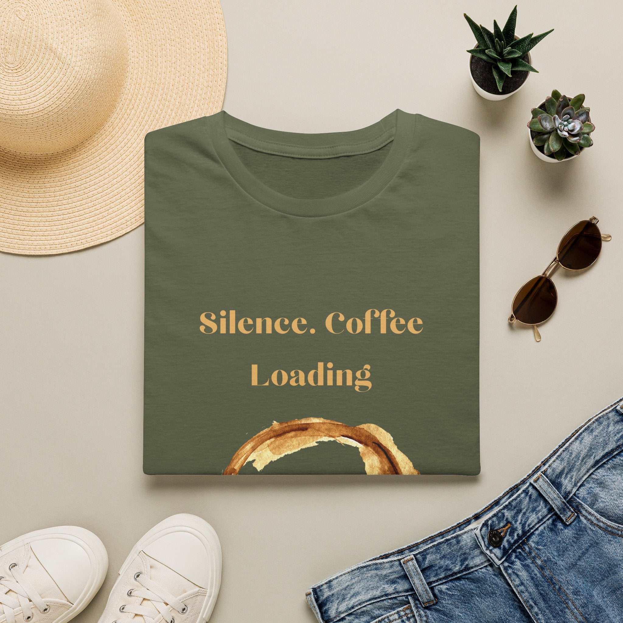 Silence. Coffee Loading T‑Shirt — Funny Coffee Lover Tee