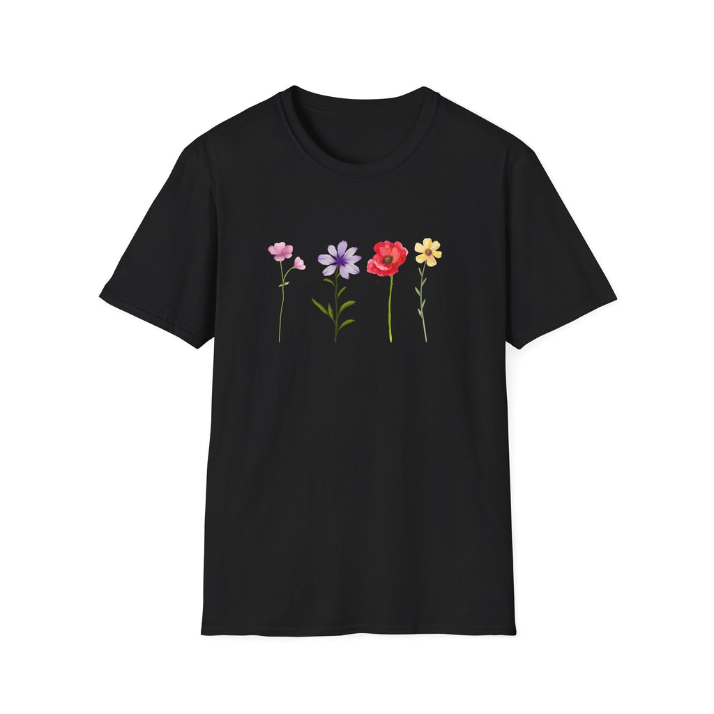 Delicate Wildflower Collection – Watercolor Botanical Floral Illustration Tee