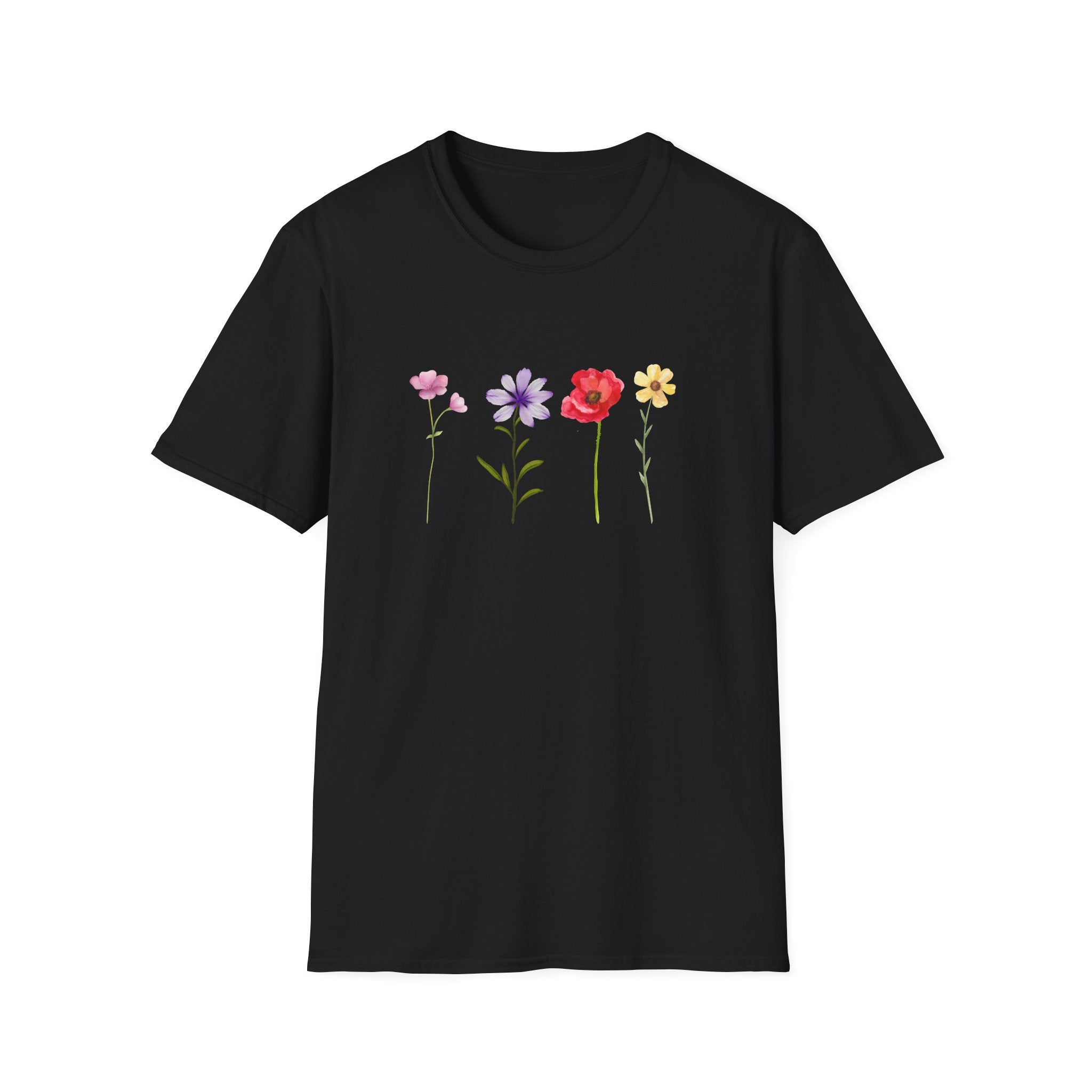 Delicate Wildflower Collection – Watercolor Botanical Floral Illustration Tee
