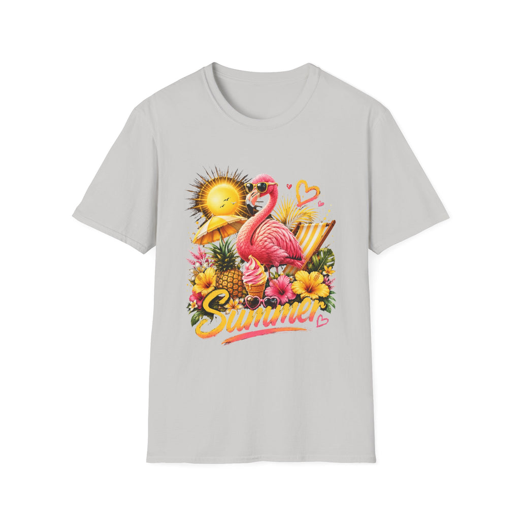 Summer Flamingo T-Shirt — Tropical Sunset Beach Graphic Tee