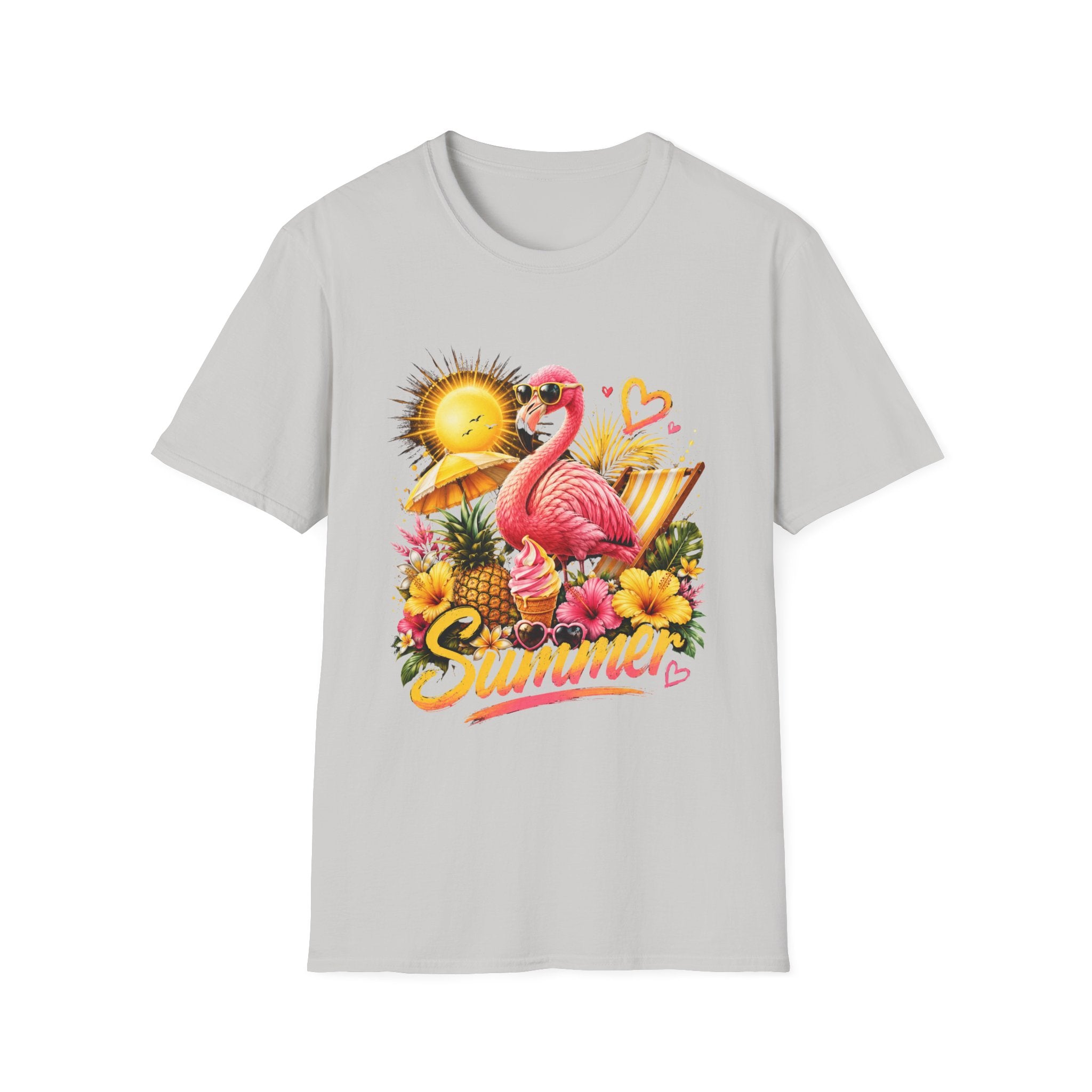 Summer Flamingo T-Shirt — Tropical Sunset Beach Graphic Tee