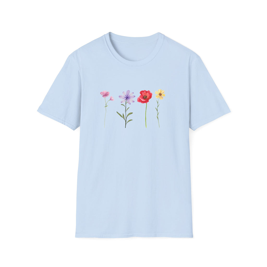 Delicate Wildflower Collection – Watercolor Botanical Floral Illustration Tee