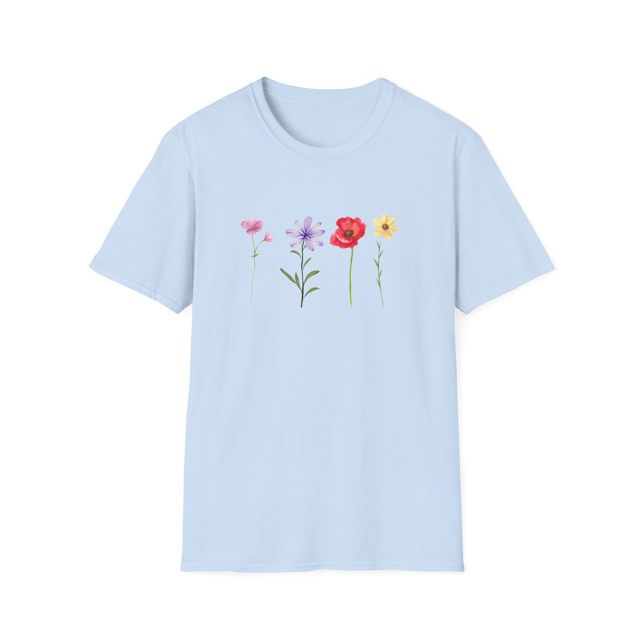 Delicate Wildflower Collection – Watercolor Botanical Floral Illustration Tee