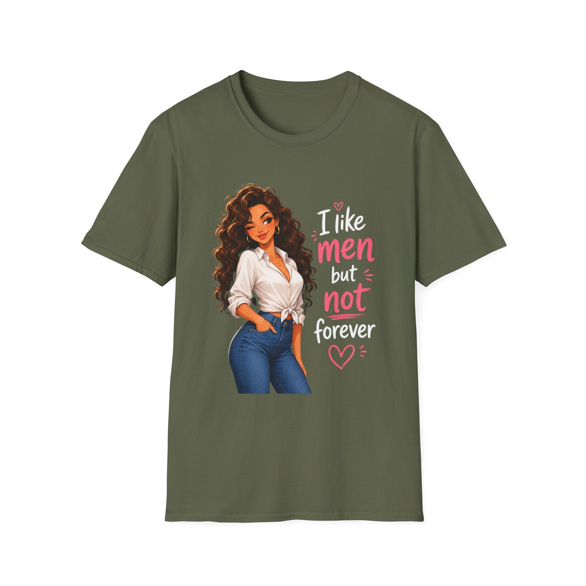 T-Shirt — "I Like Men But Not Forever" Flirty Feminine Graphic Tee